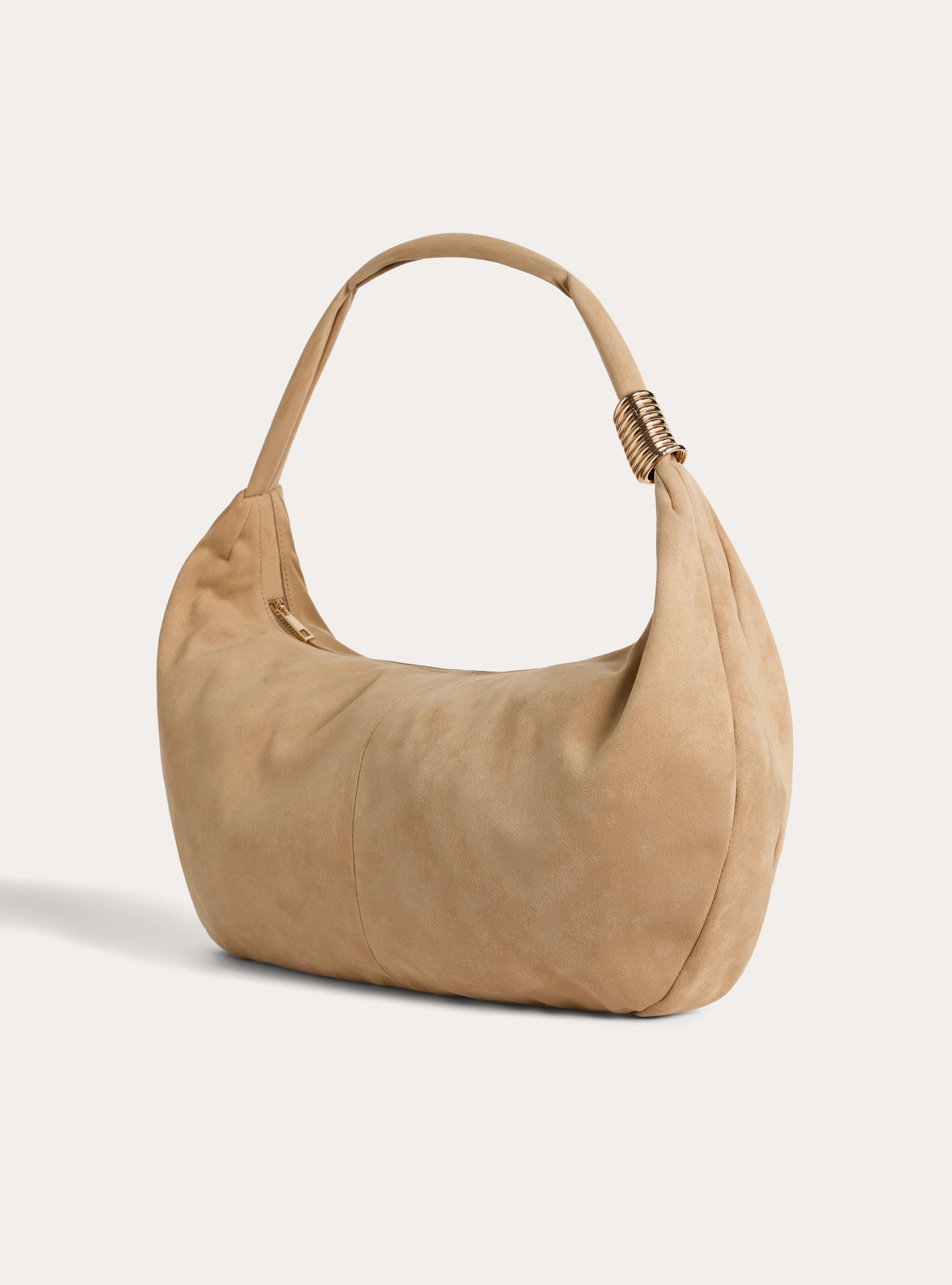Borsa a spalla effetto suede, BG2 BEIGE MEDIUM