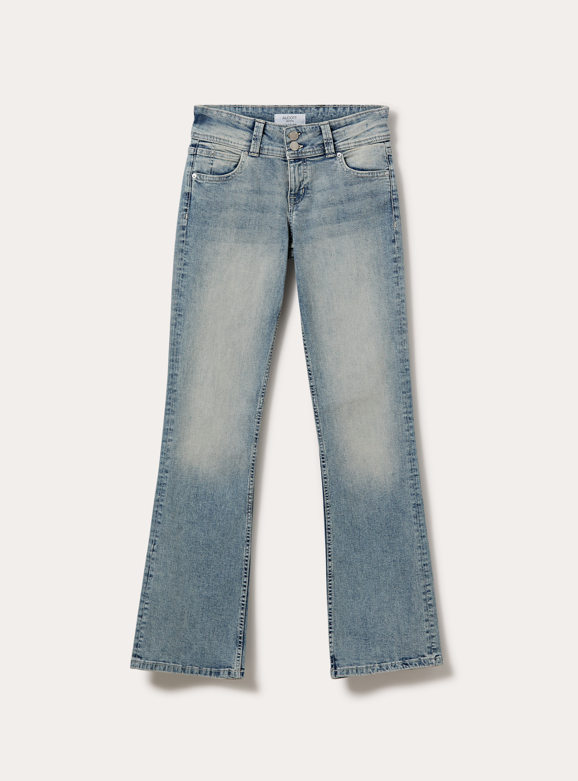 Jeans bootcut  vita bassa, D202 AZZURRE LIGHT OVERDYE