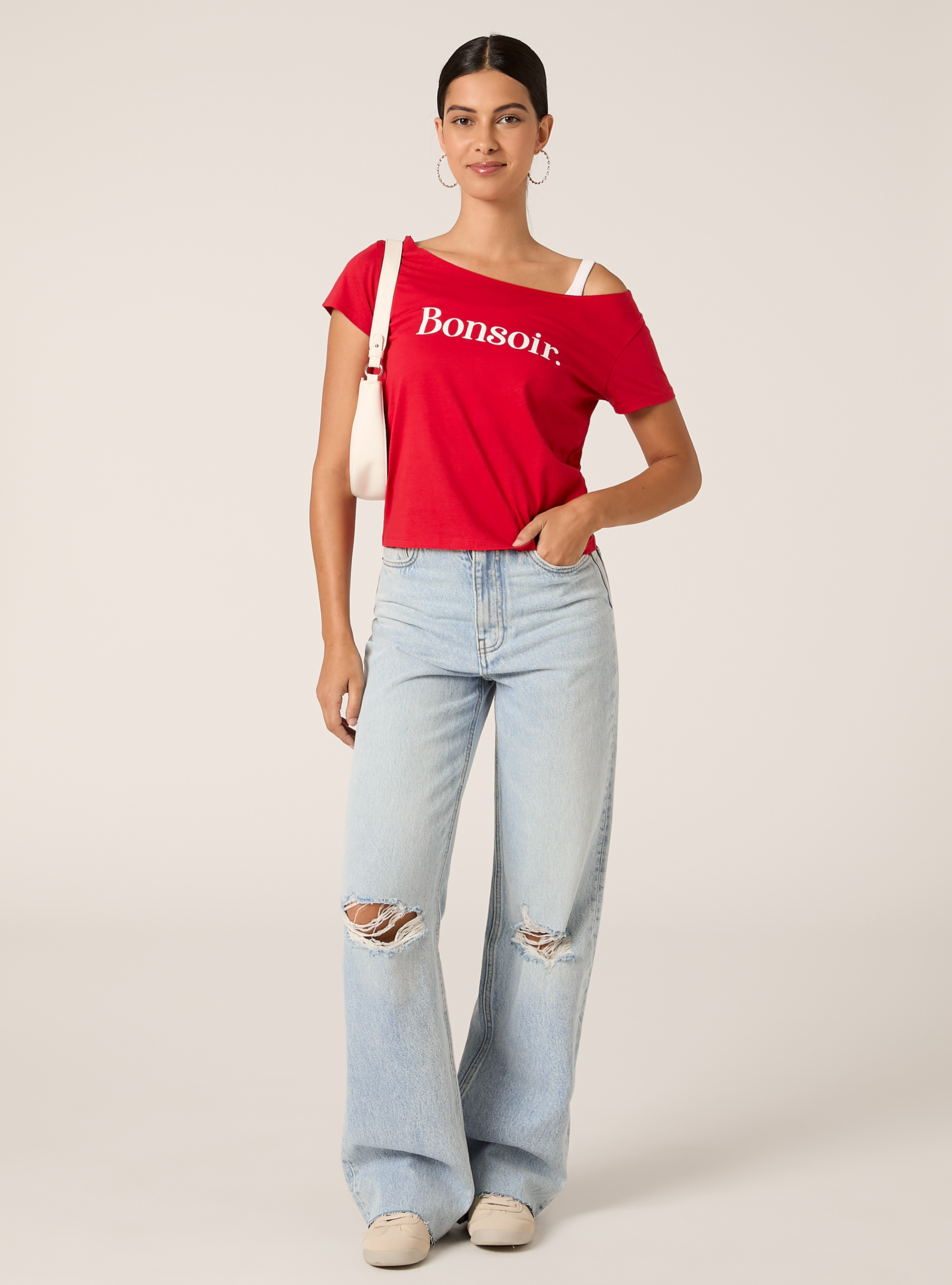 Boat neck T-shirt, RD2 RED MEDIUM