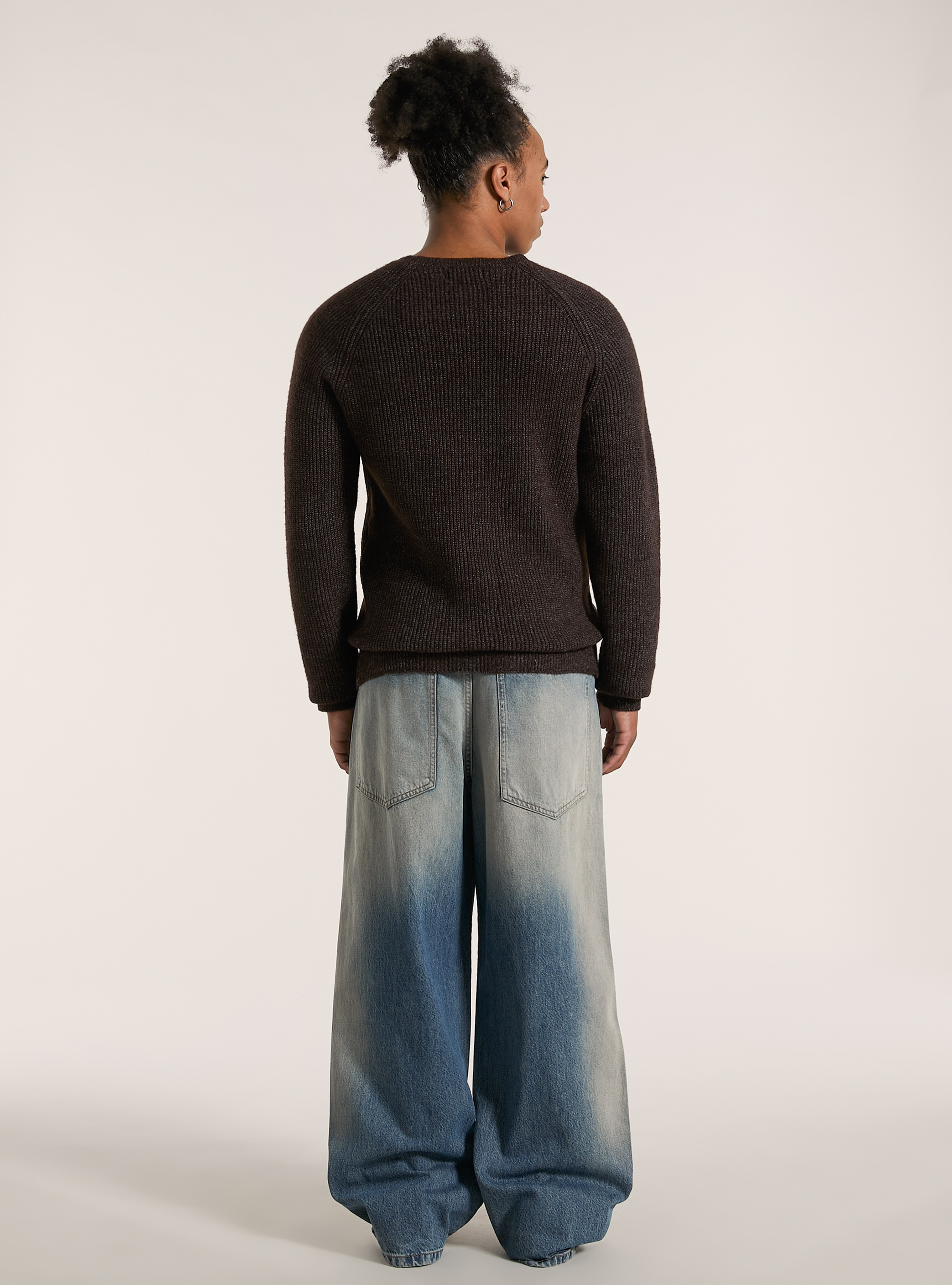 Jersey de canalé inglés en mezcla de lana, BR1 BROWN DARK