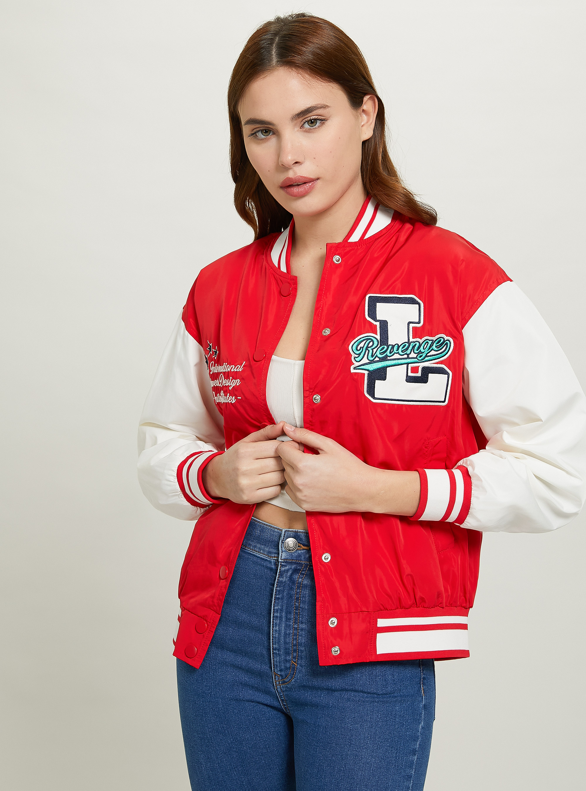 Cazadora con parche universitario, RD2 RED MEDIUM