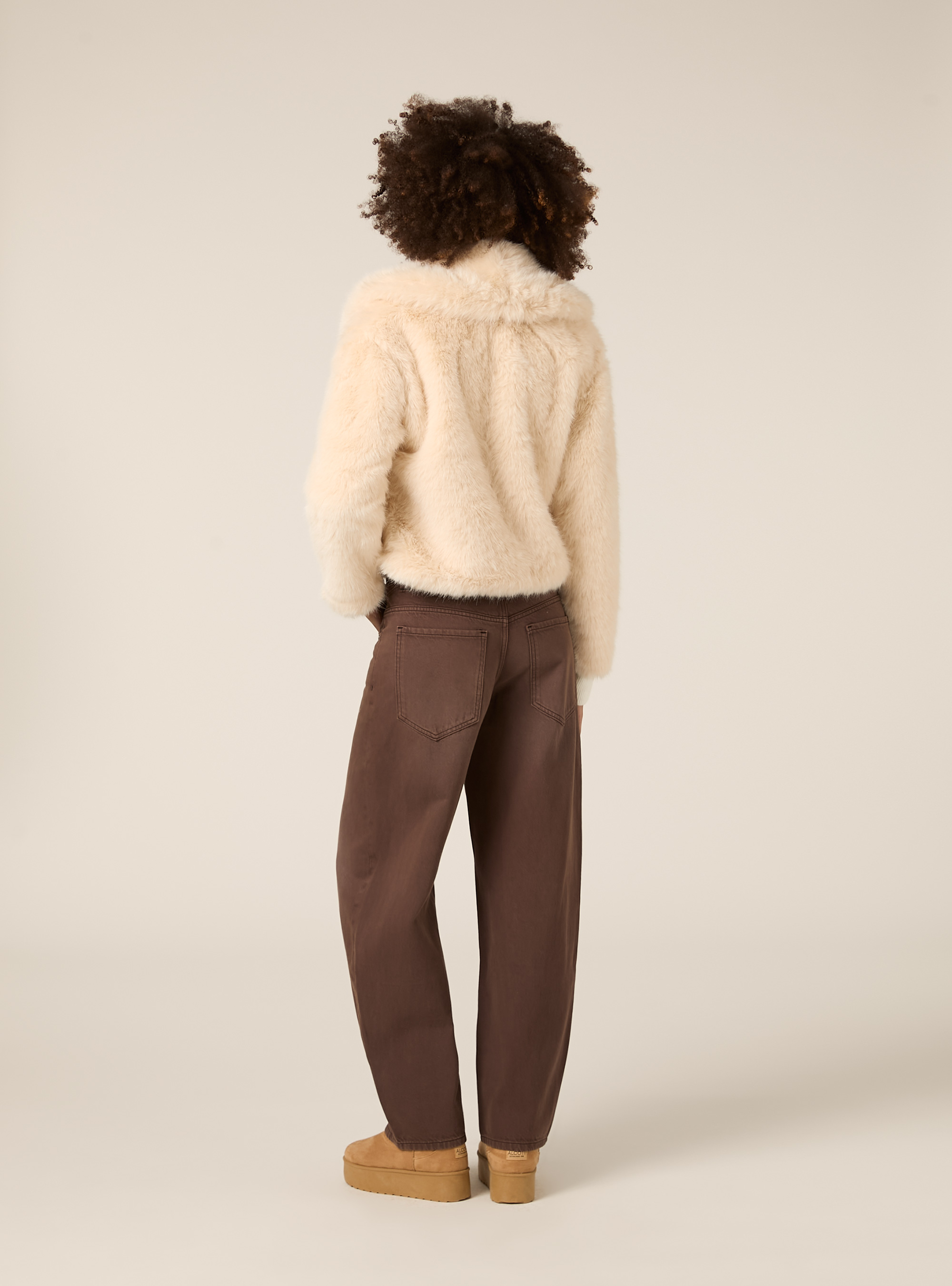 Pelliccia sintetica collo cappuccio, WH1 OFF WHITE