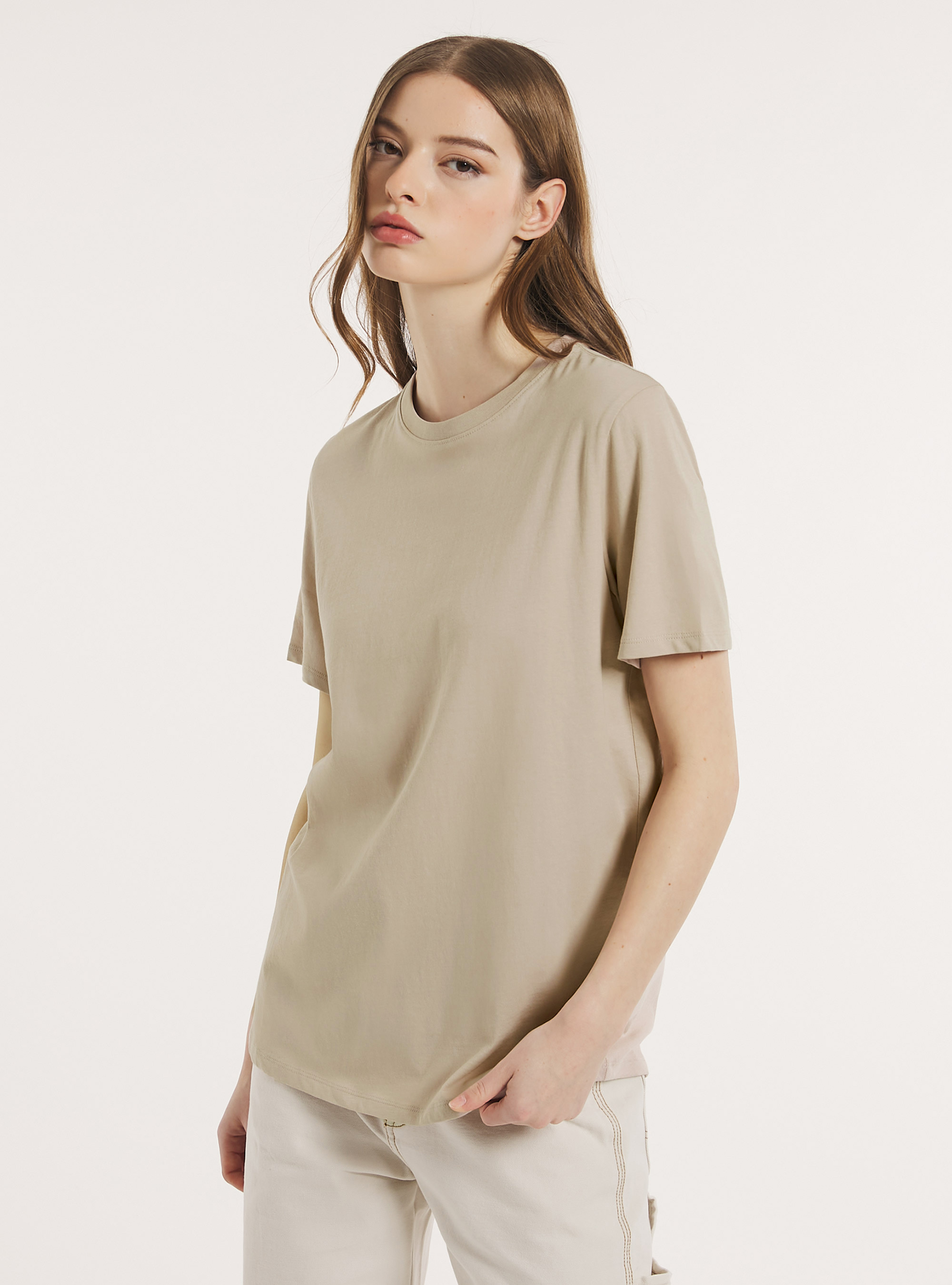 Crew-neck cotton T-shirt, CR2 CREAM MEDIUM