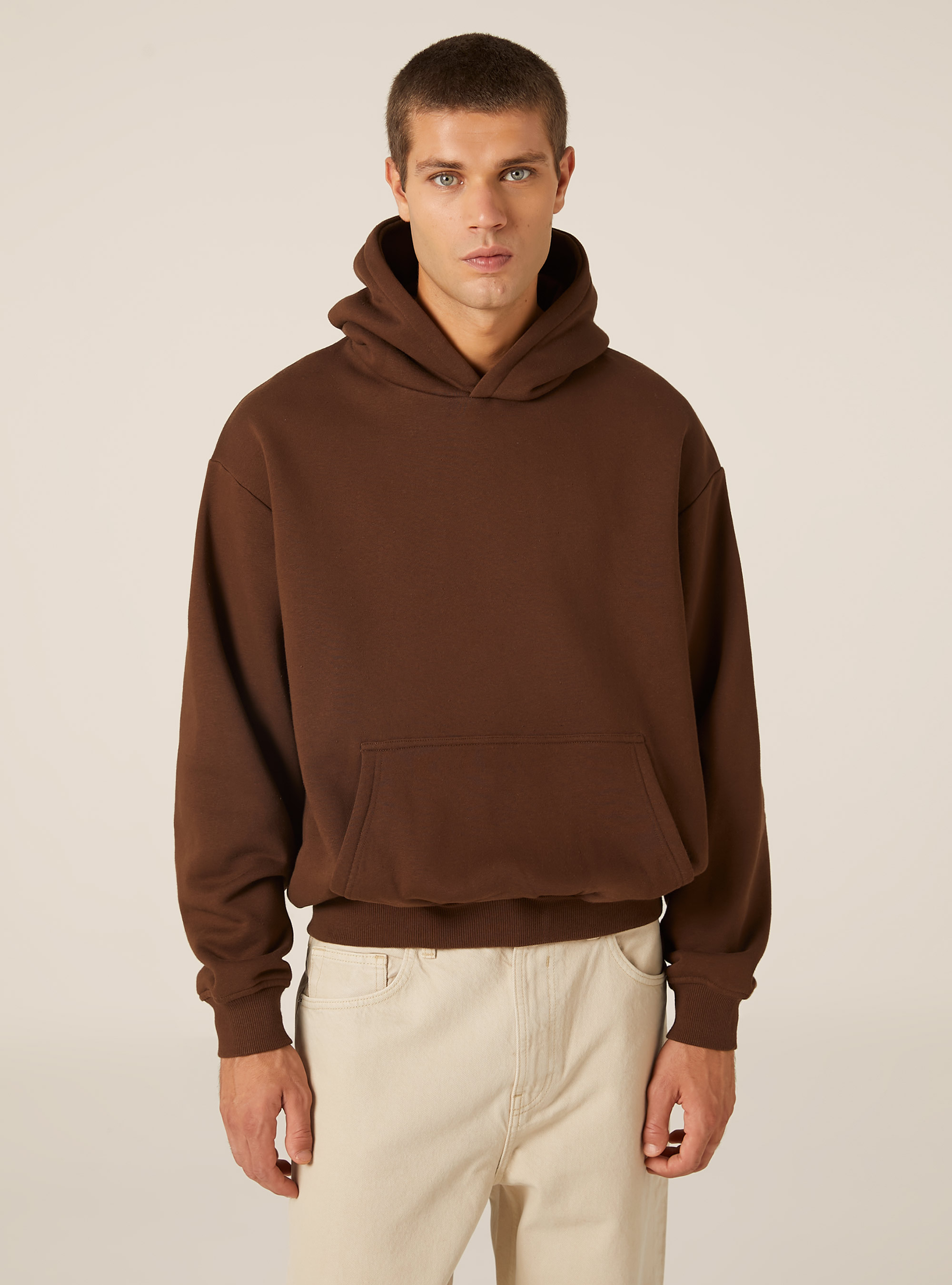 Boxy fit hoodie, BR2 BROWN MEDIUM