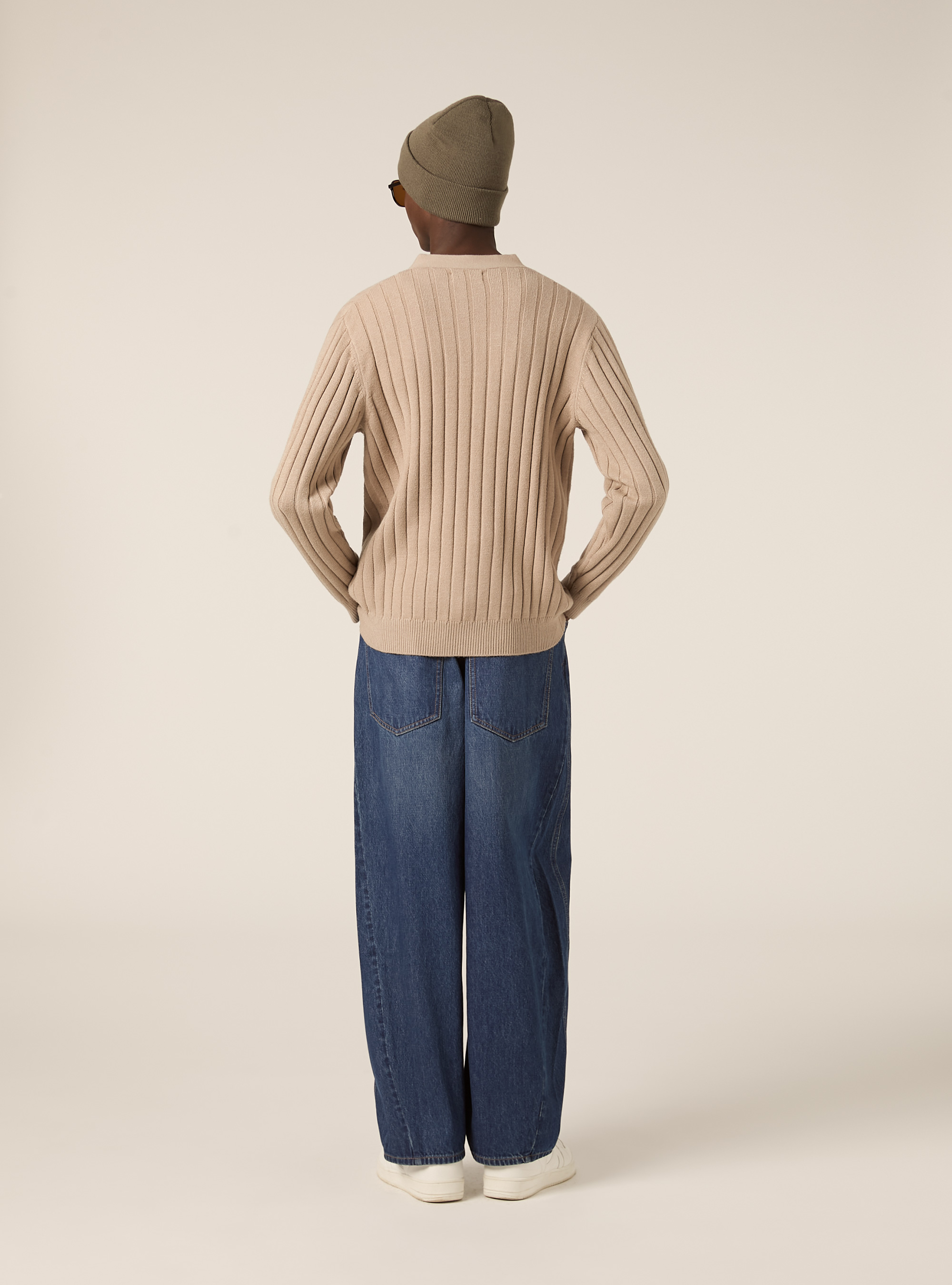 Cardigan  in rib, BG2 BEIGE MEDIUM