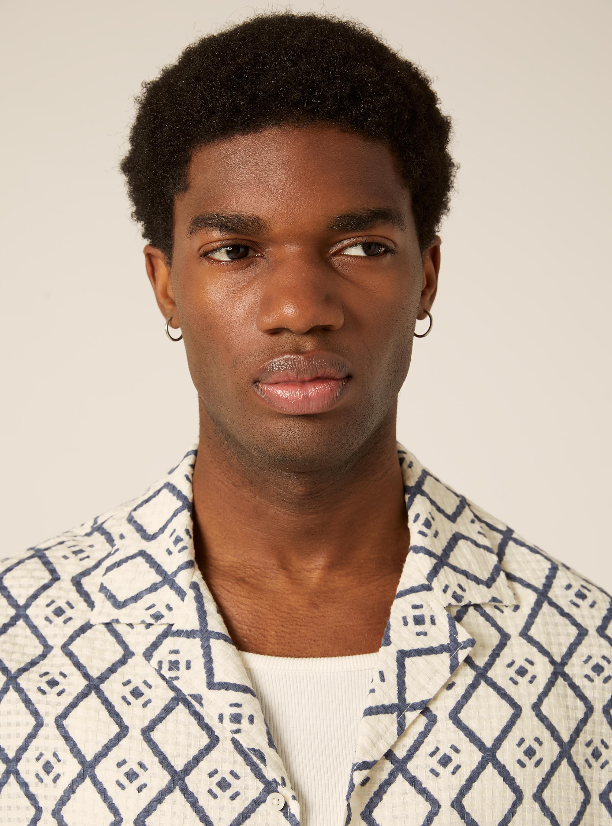 Chemise textur&eacute;e imprim&eacute;e boxy fit, CR3 CREAM LIGHT