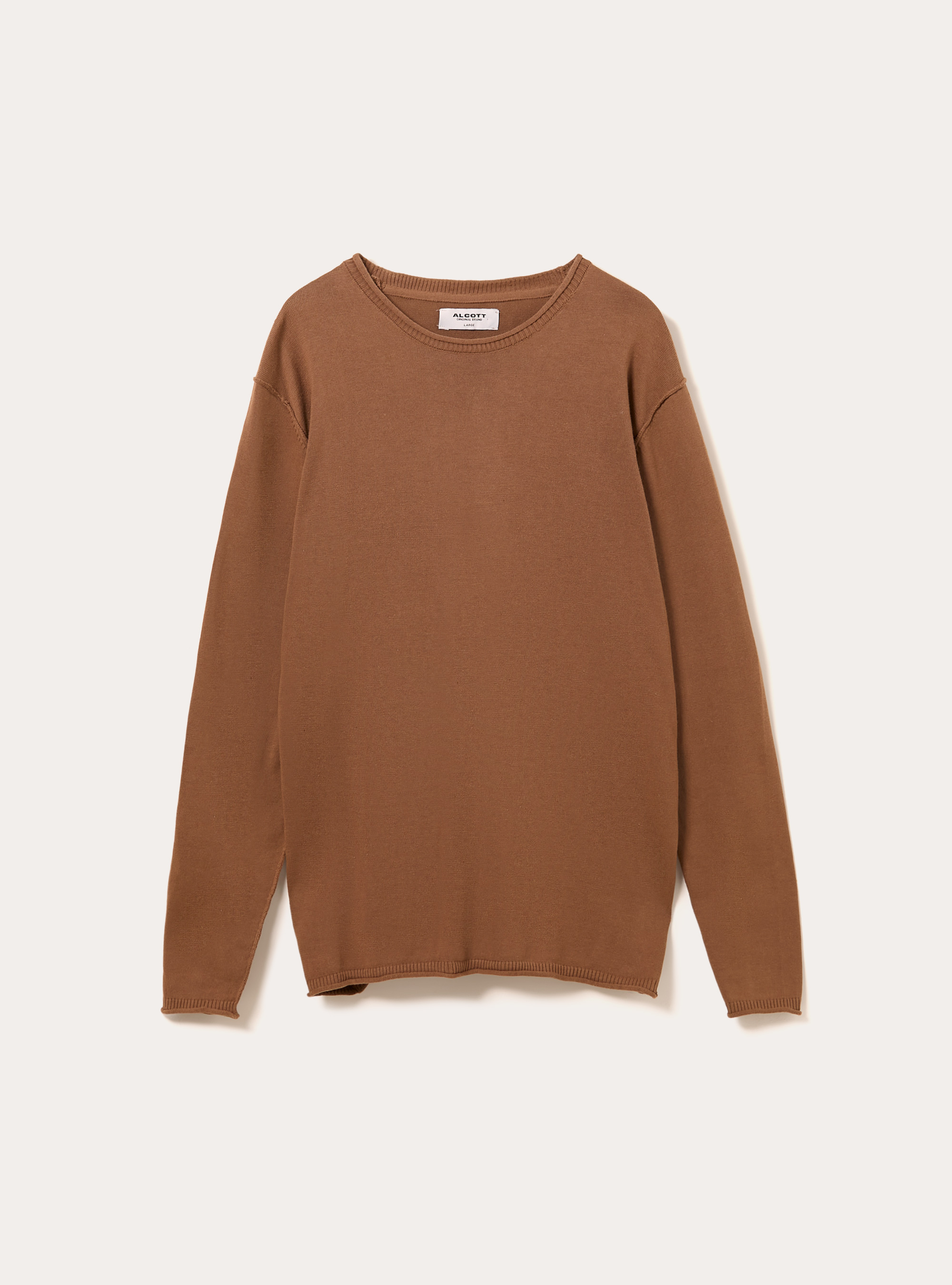 Raw cut pullover with roll neck, BR3 BROWN LIGHT