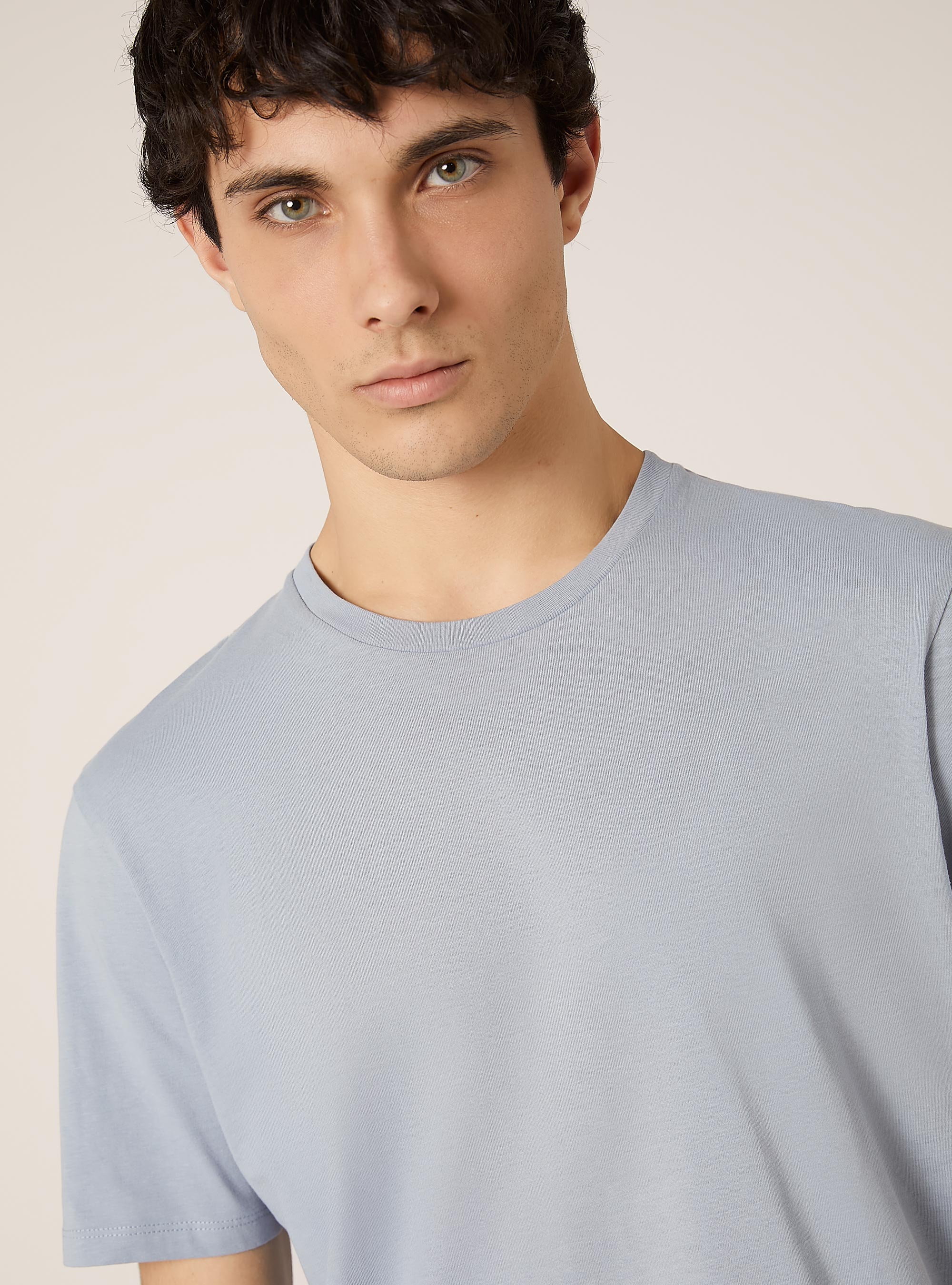 Baumwoll-T-Shirt mit Rundhalsausschnitt, AZ3 AZURE LIGHT