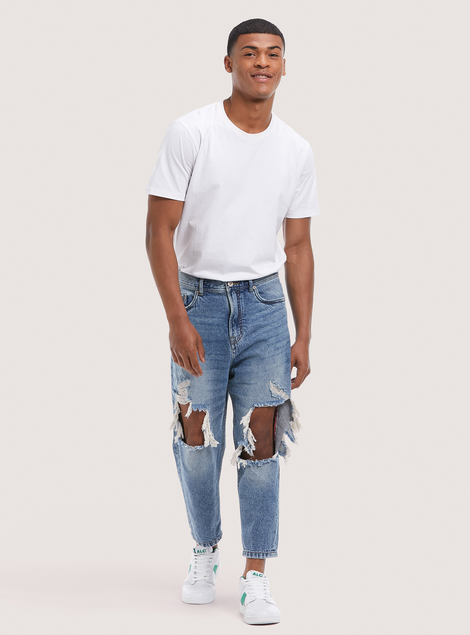 Loose Fit Cotton Jeans, D003 MEDIUM BLUE