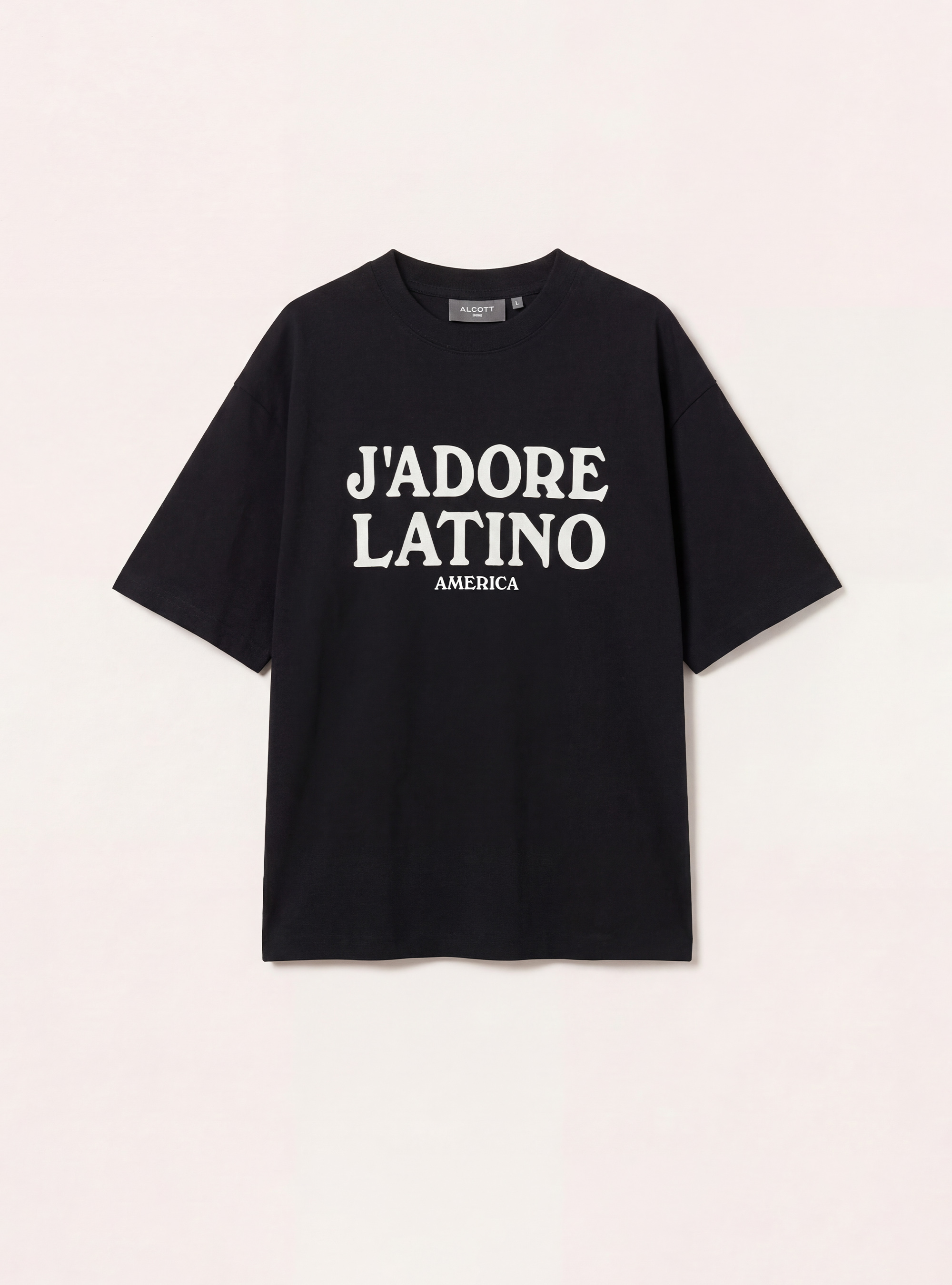 T-shirt boxy con stampa j' adore latino, BK1 BLACK