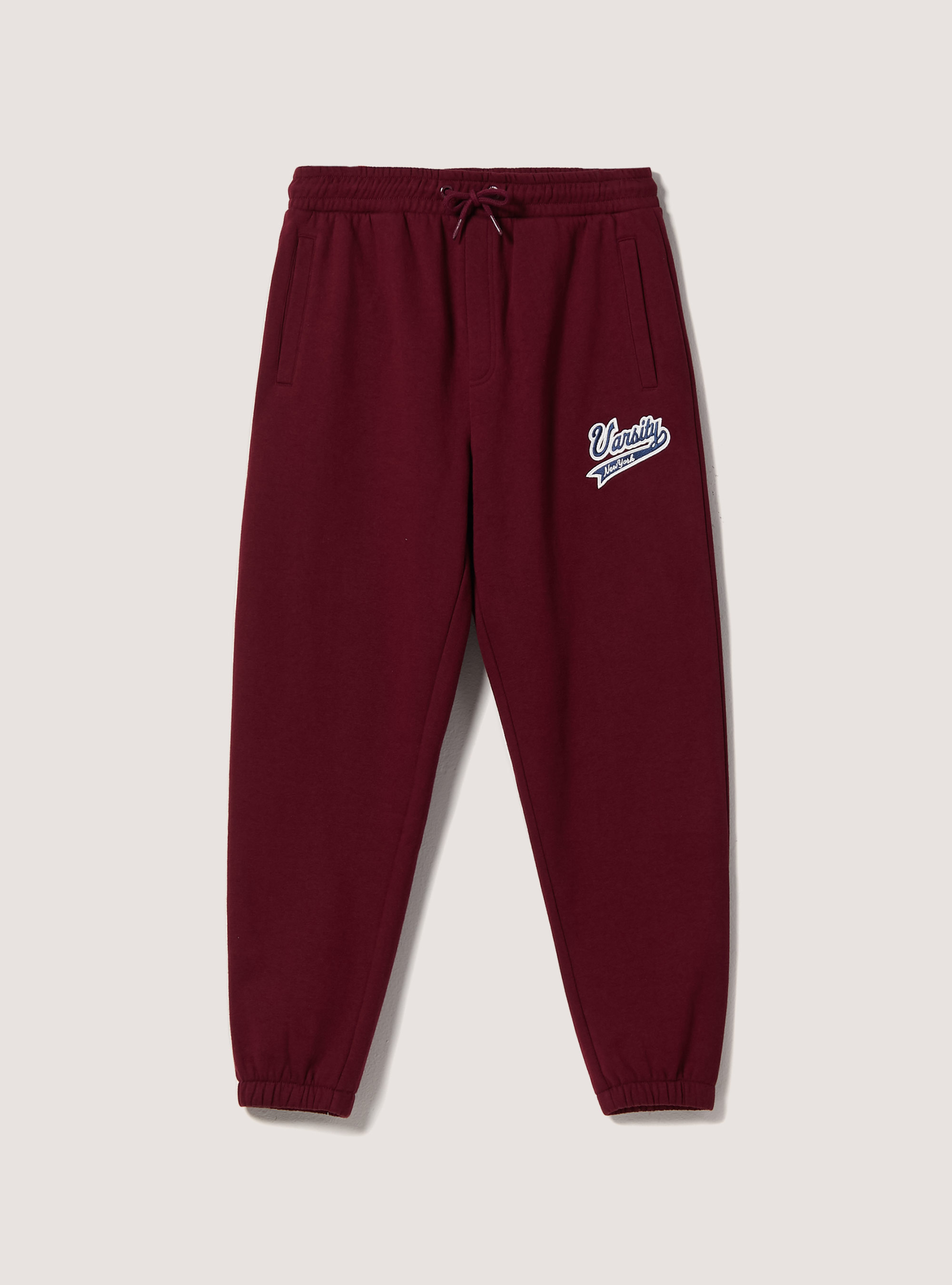 Pantalones jogger con parche universitario, BO2 BORDEAUX MEDIUM