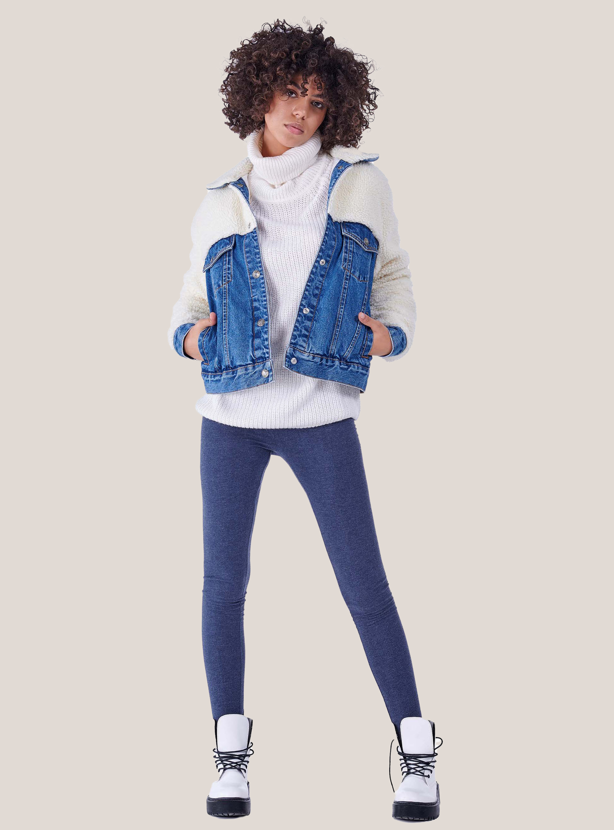 Denim Weste Lamm Einsätze, C272 BLUE