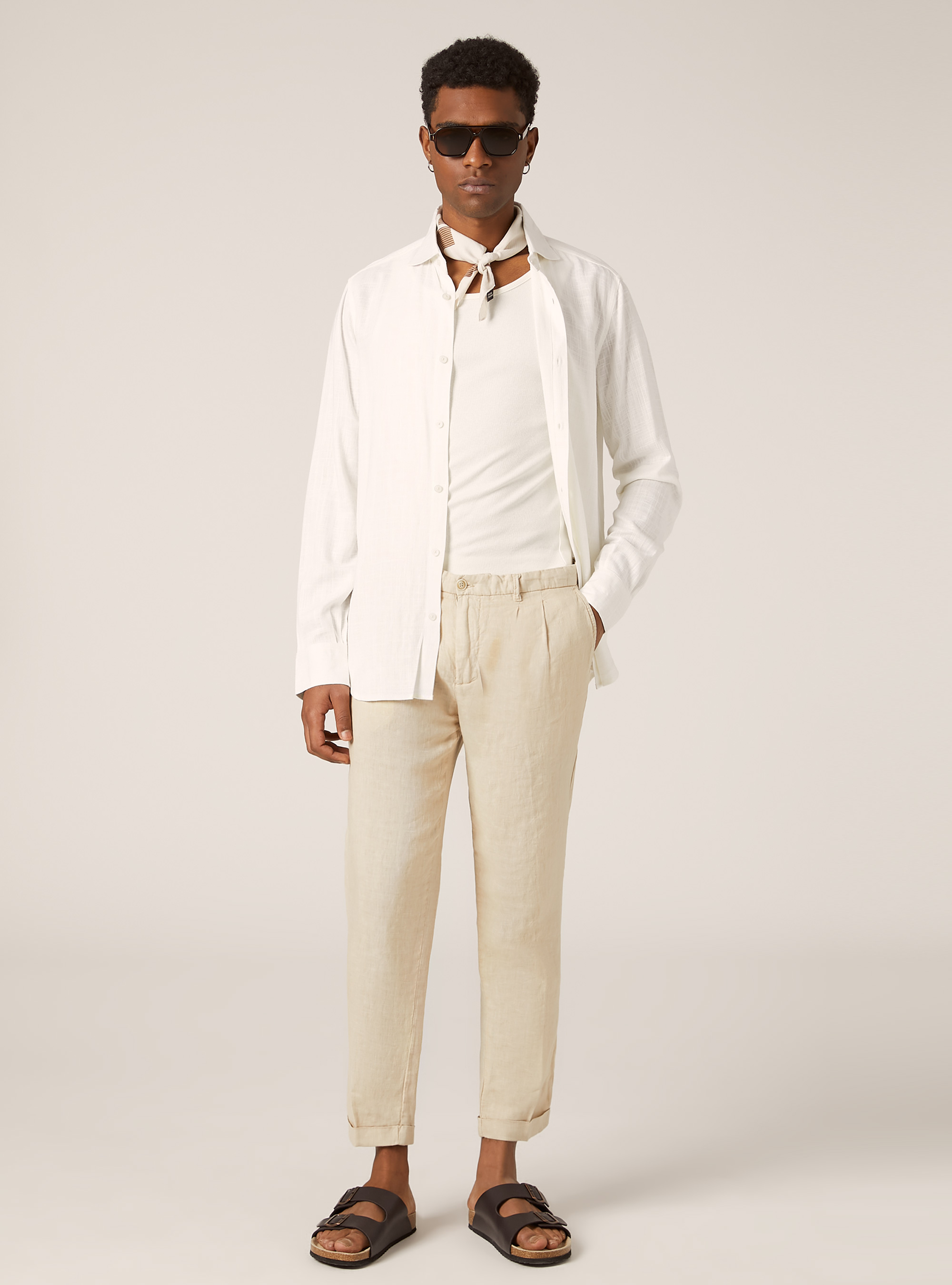 Pure linen chinos, BG3 BEIGE LIGHT
