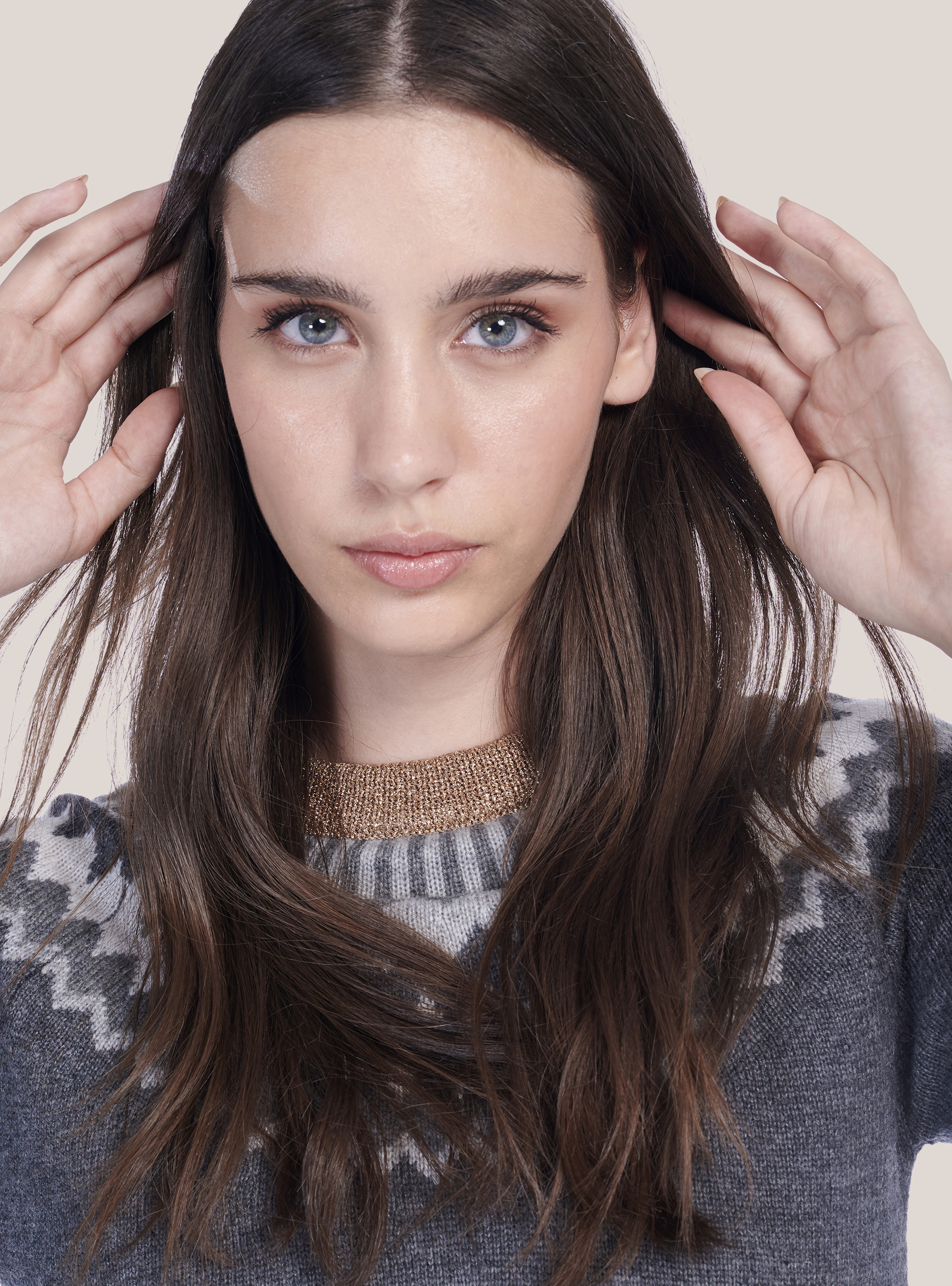 ROUNDNECK PULLOVER WITH JACQUARD GRAPHICS, GREY MELANGE