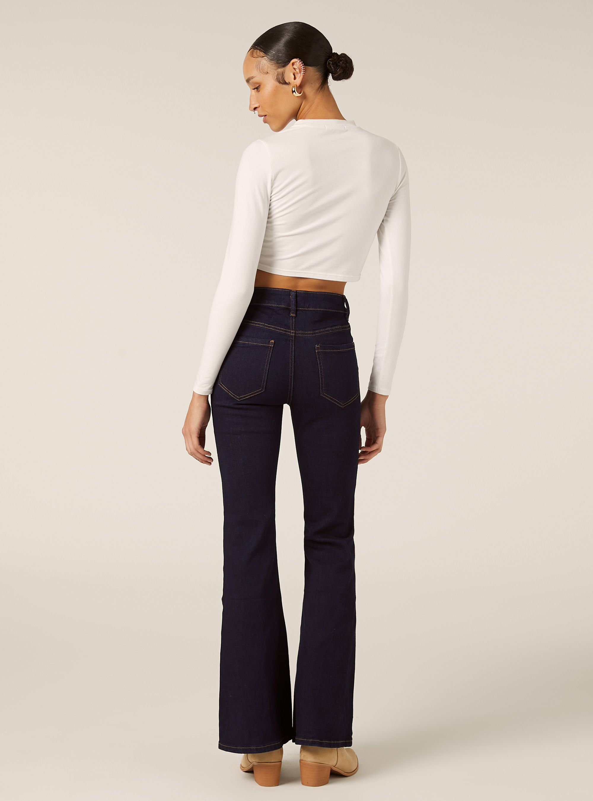 Jeans bootcut con cuciture, D003 MEDIUM BLUE