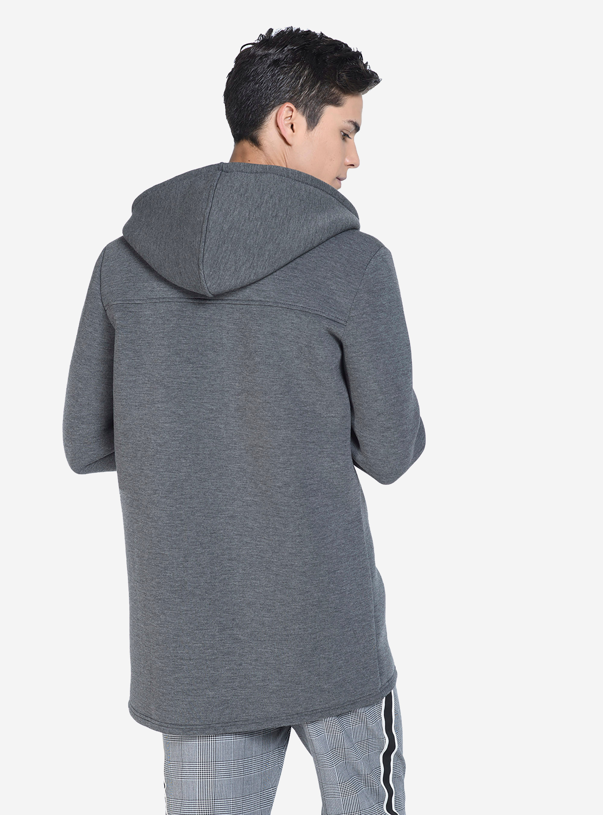 SUDADERA CON CAPUCHA ABIERTA, GRIS MELANGE