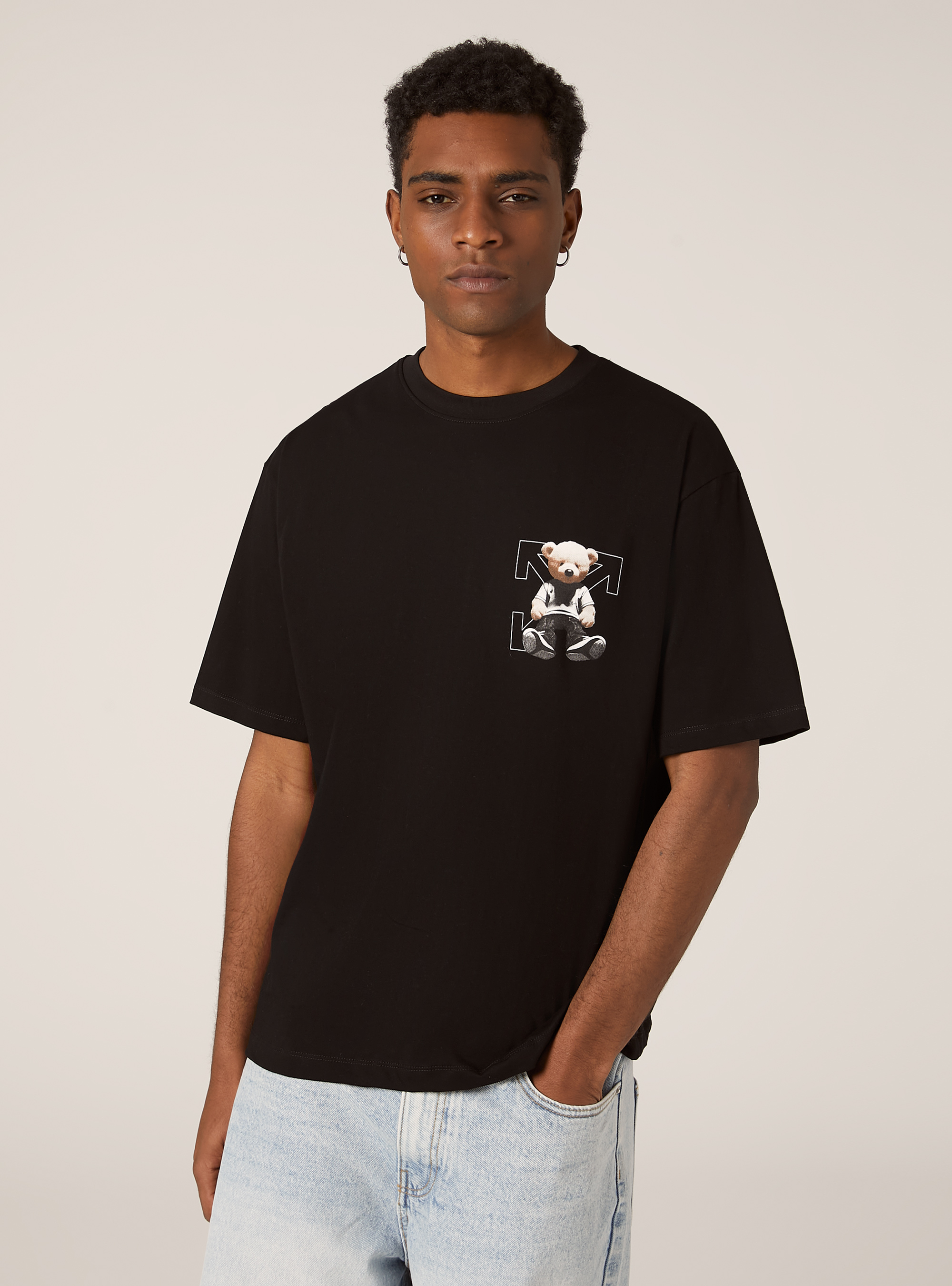 Boxy fit T-shirt with print, BK1 BLACK