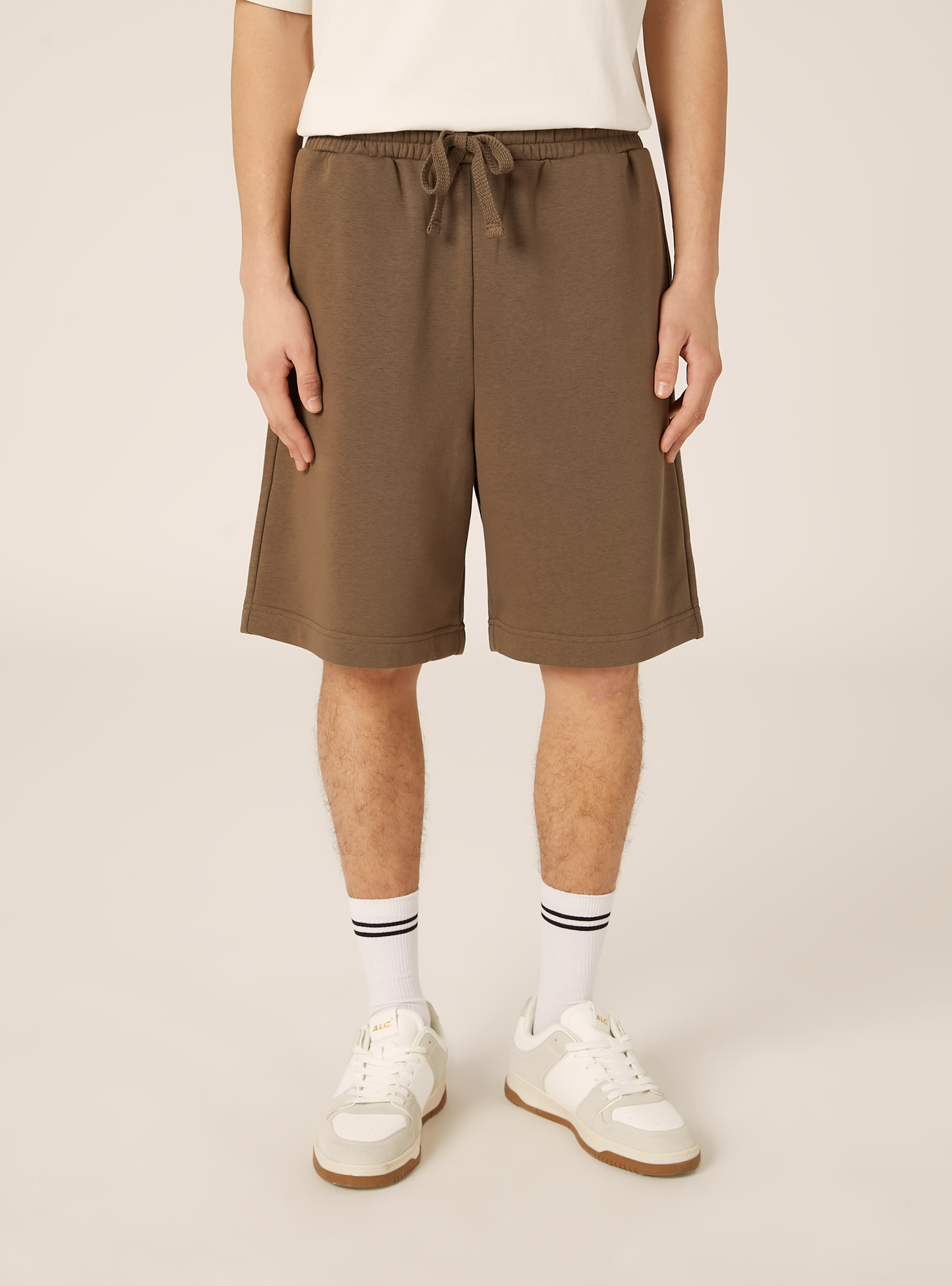 Bermuda  basico in felpa, BR2 BROWN MEDIUM