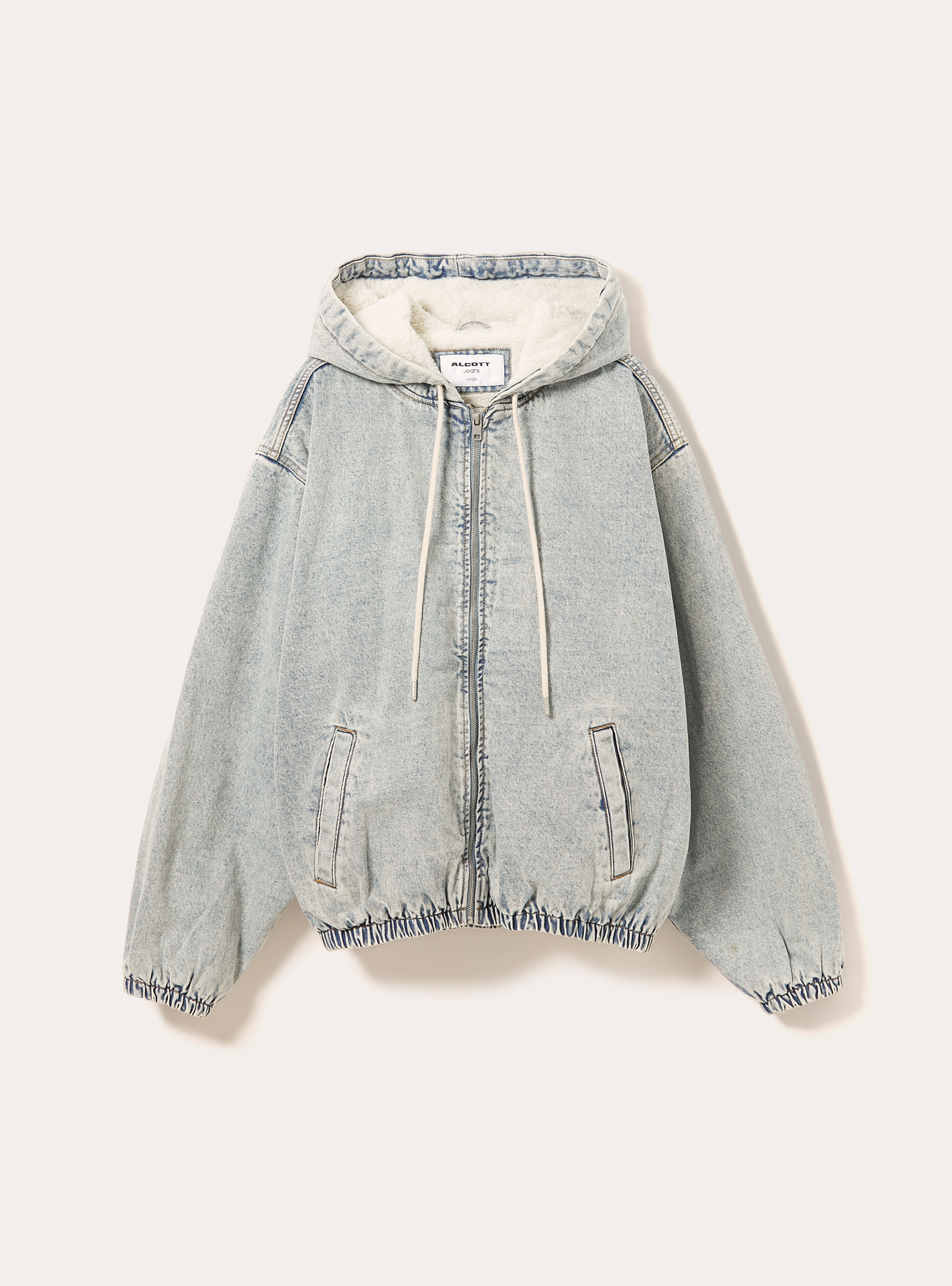 Chaqueta vaquera con forro de piel, D006 AZURE