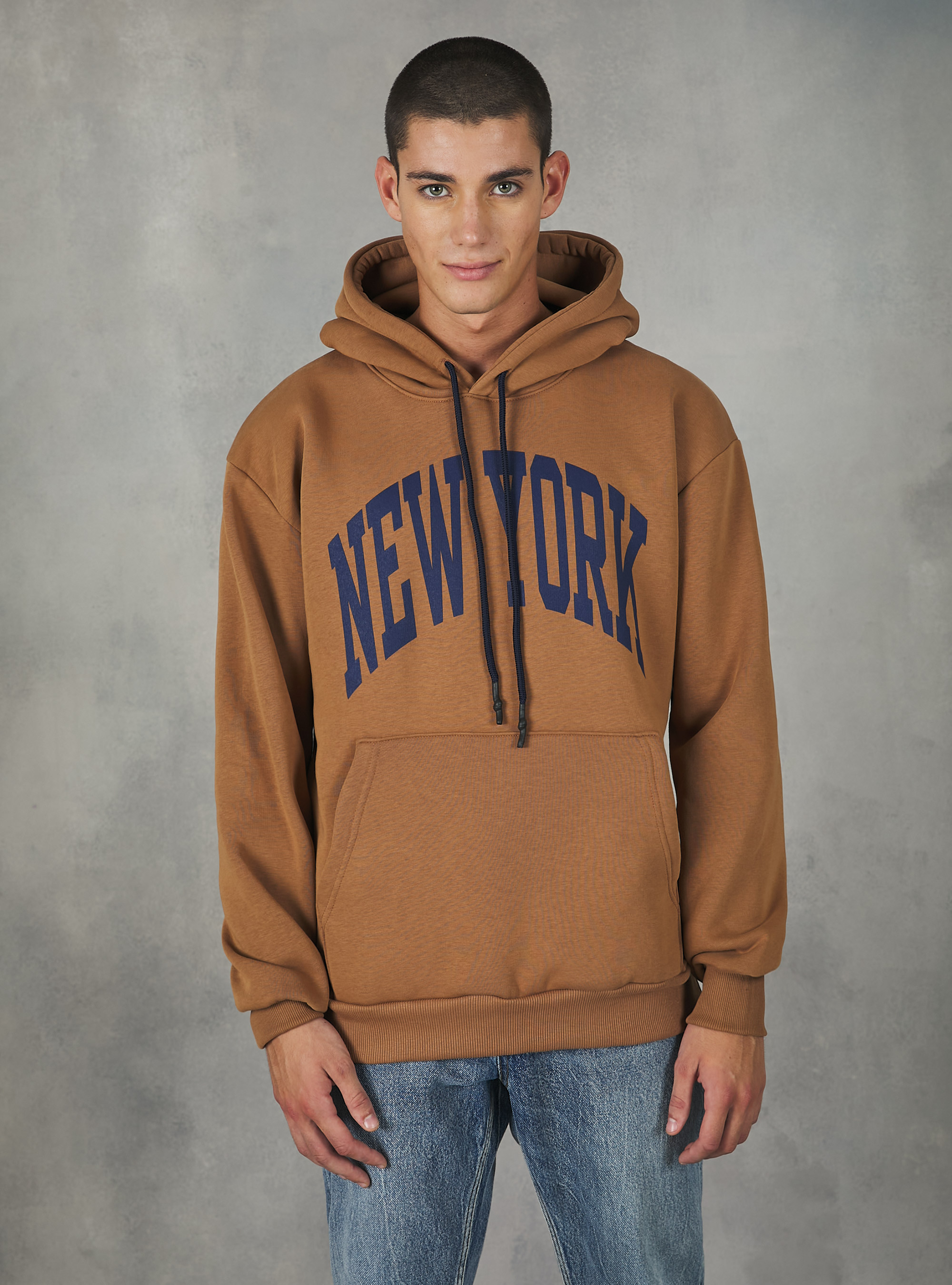 College print hoodie, BR2 BROWN MEDIUM