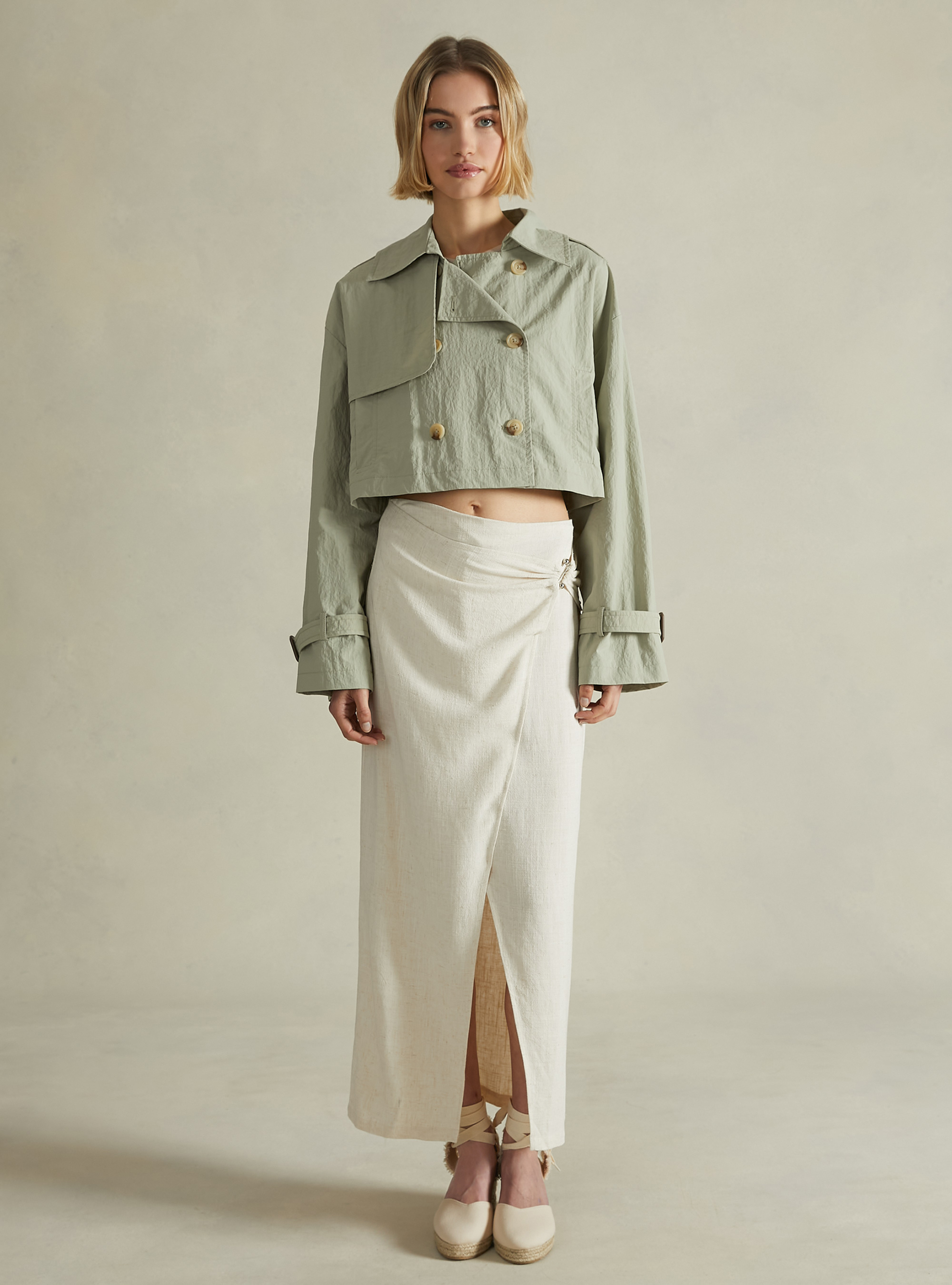 Cropped trench coat, KY3 KAKY LIGHT