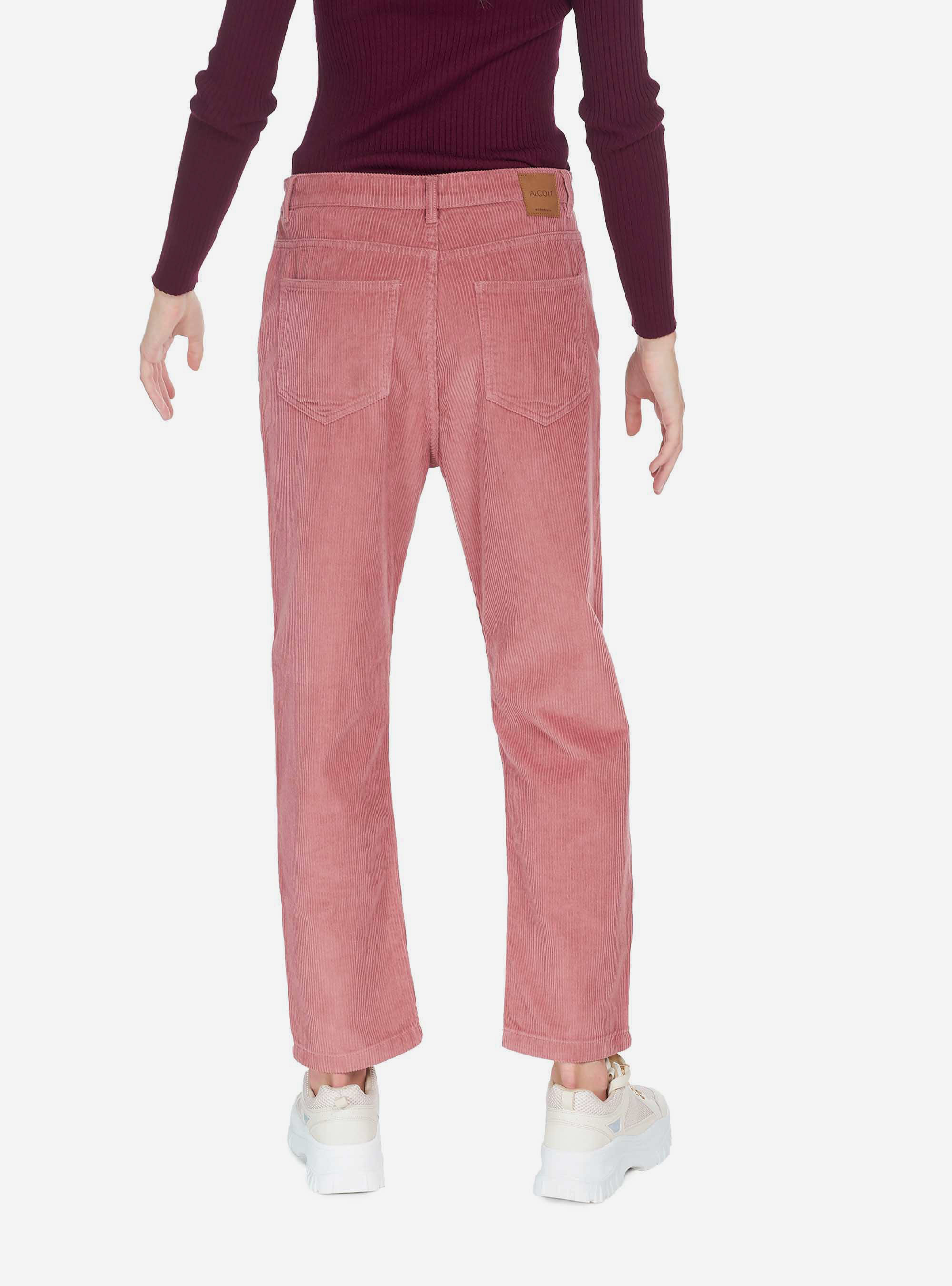 RIBBED VELVET PANTS, PINK