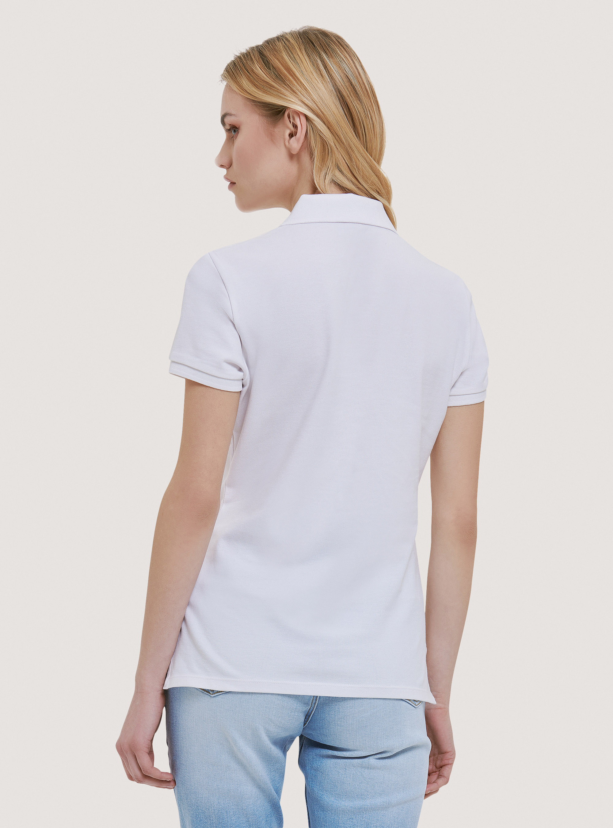 Poloshirt aus Baumwollpikee mit Stickerei, C099 WHITE