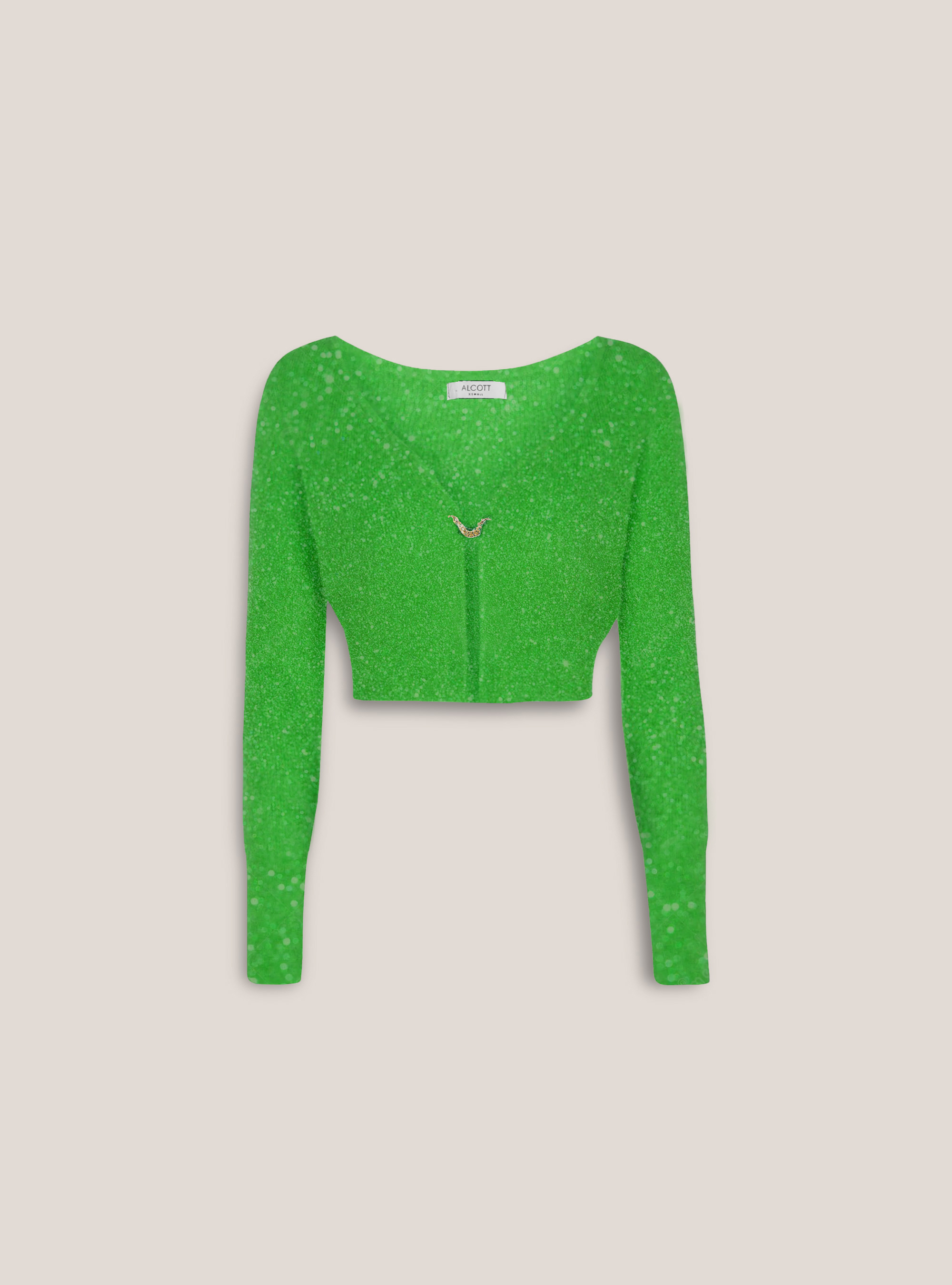 Pull cardigan en maille lurex, GN1 DARK GREEN