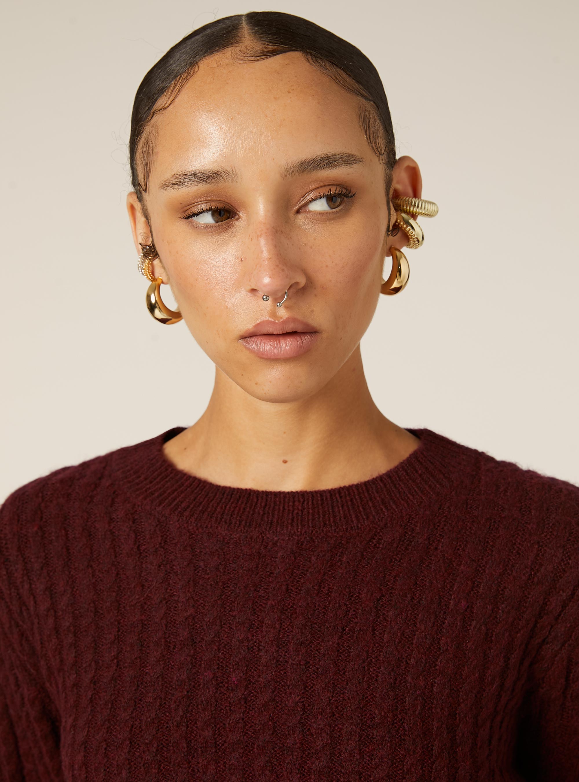 Maglia a trecce, BO2 BORDEAUX MEDIUM