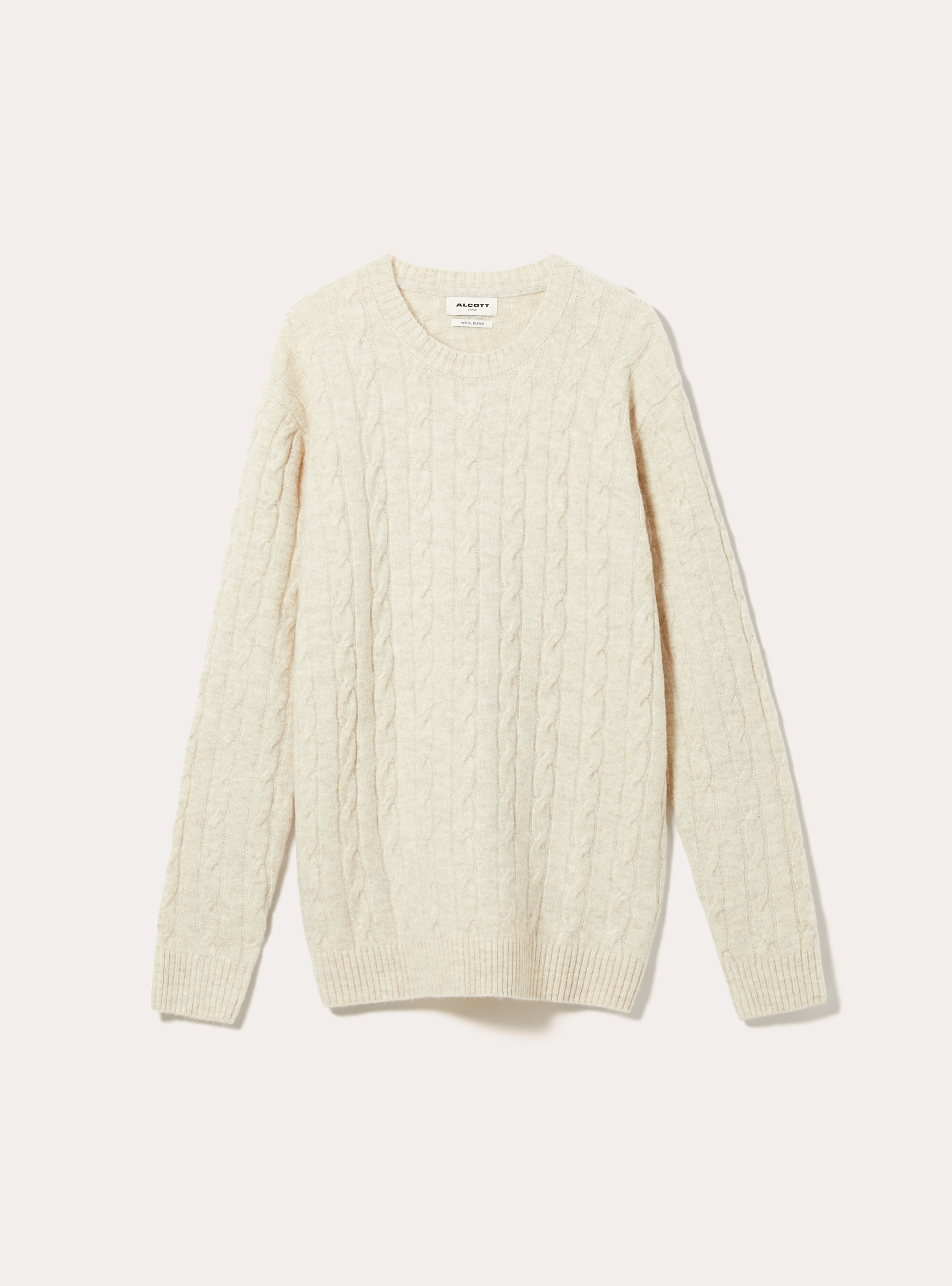 Maglione girocollo cable, MBG3 BEIGE MEL LIGHT