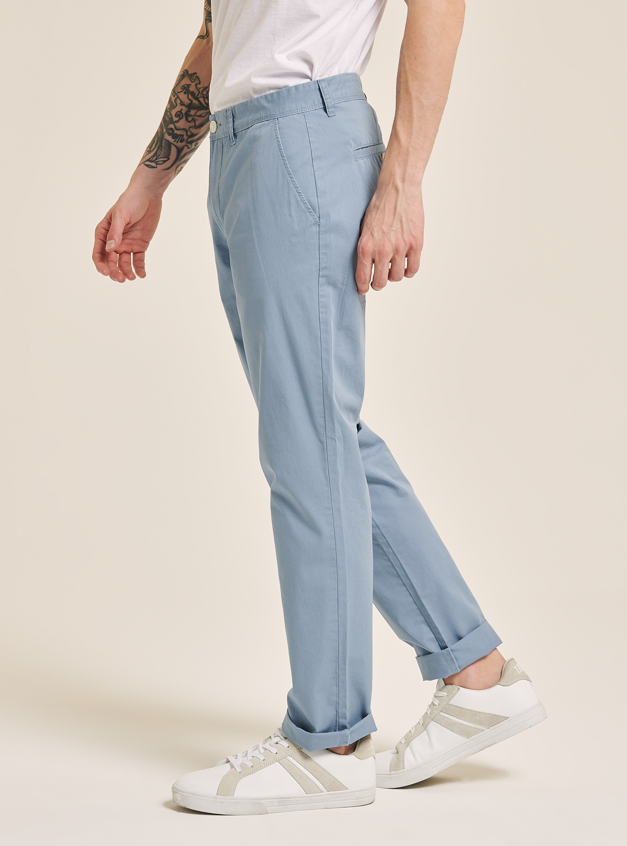 Twill chinos trousers, C1155 AZURRE