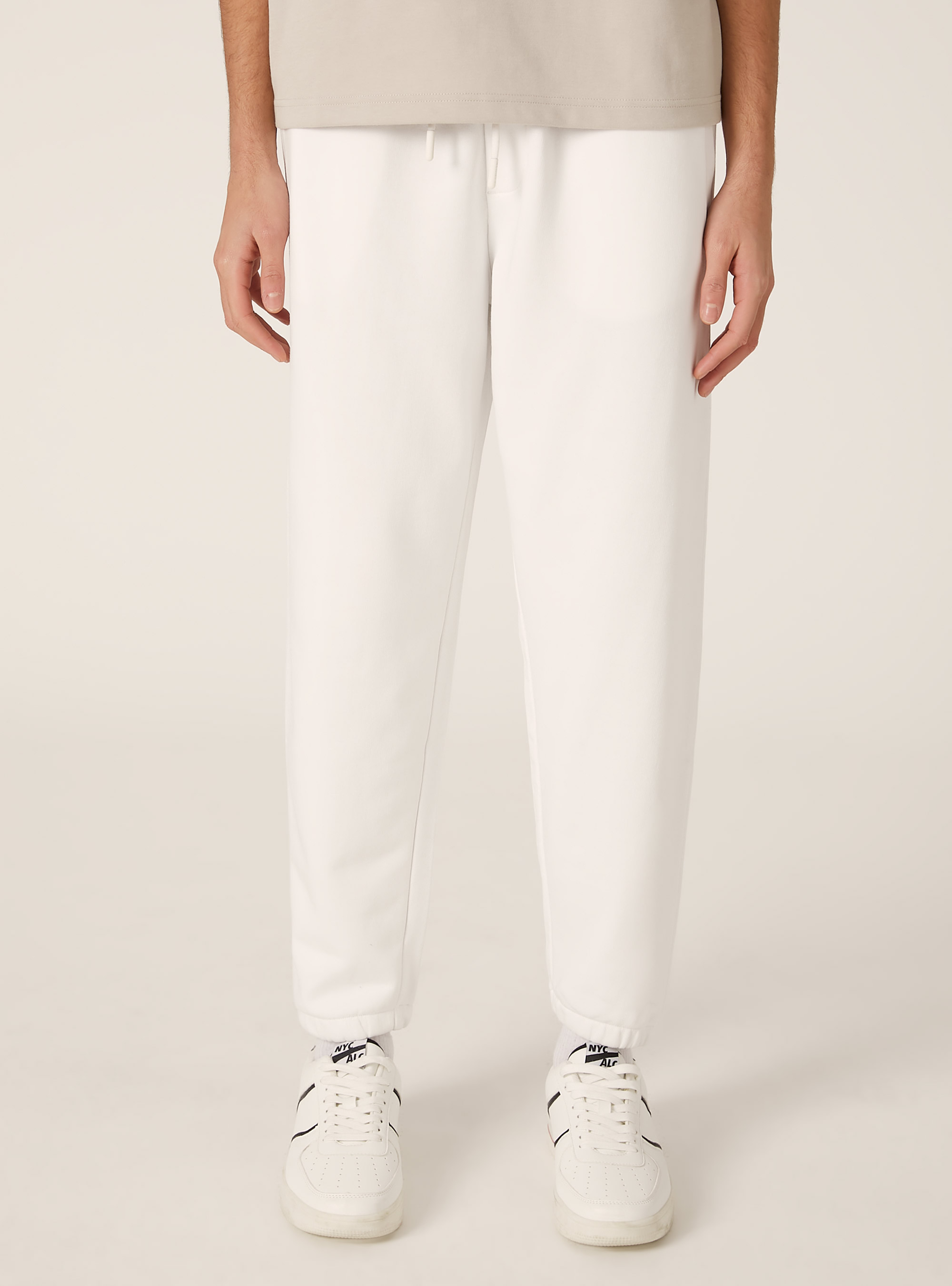 Plush jogger trousers, WH1 OFF WHITE