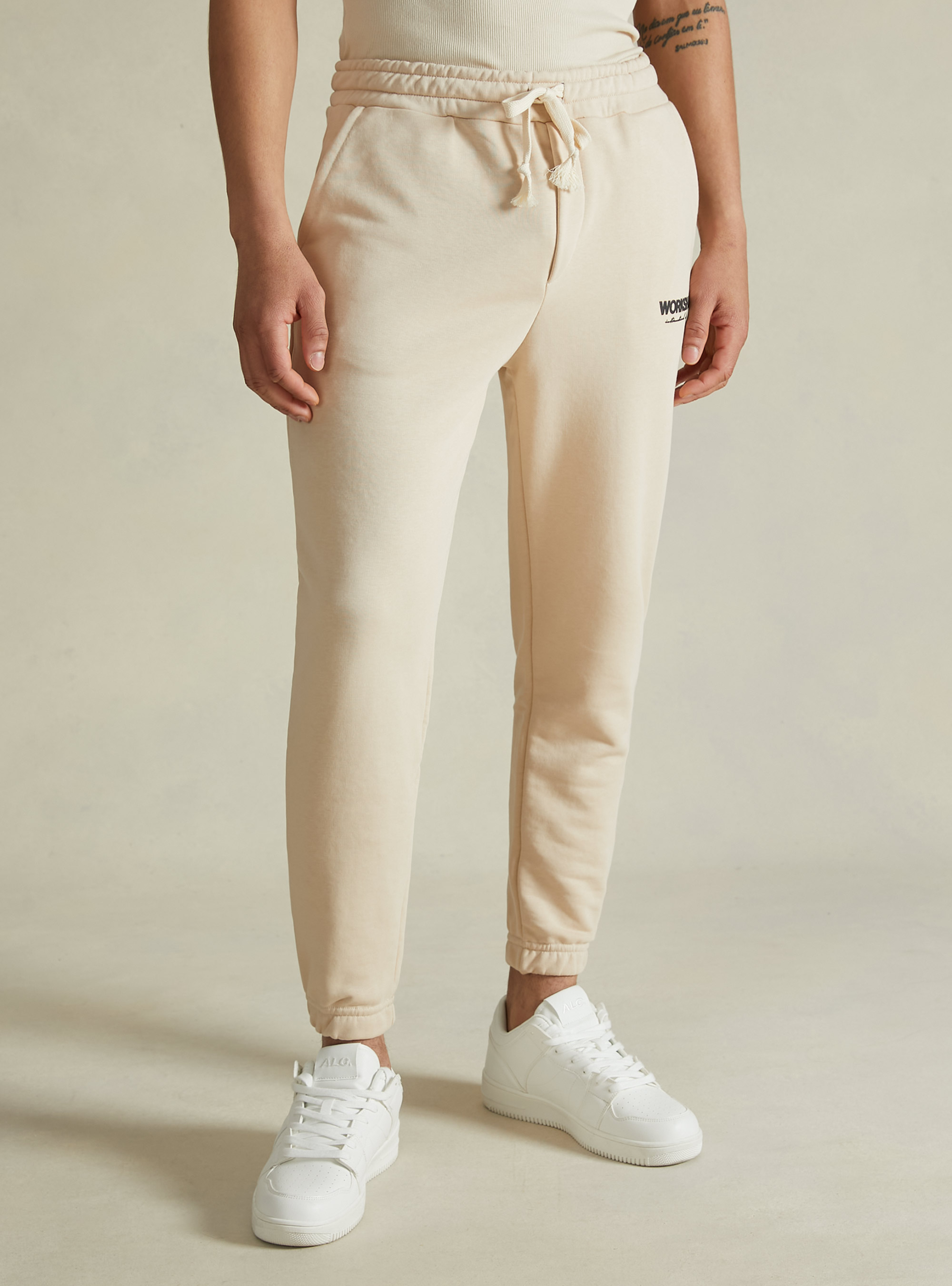 Jogger trousers with Workshop print, BG3 BEIGE LIGHT