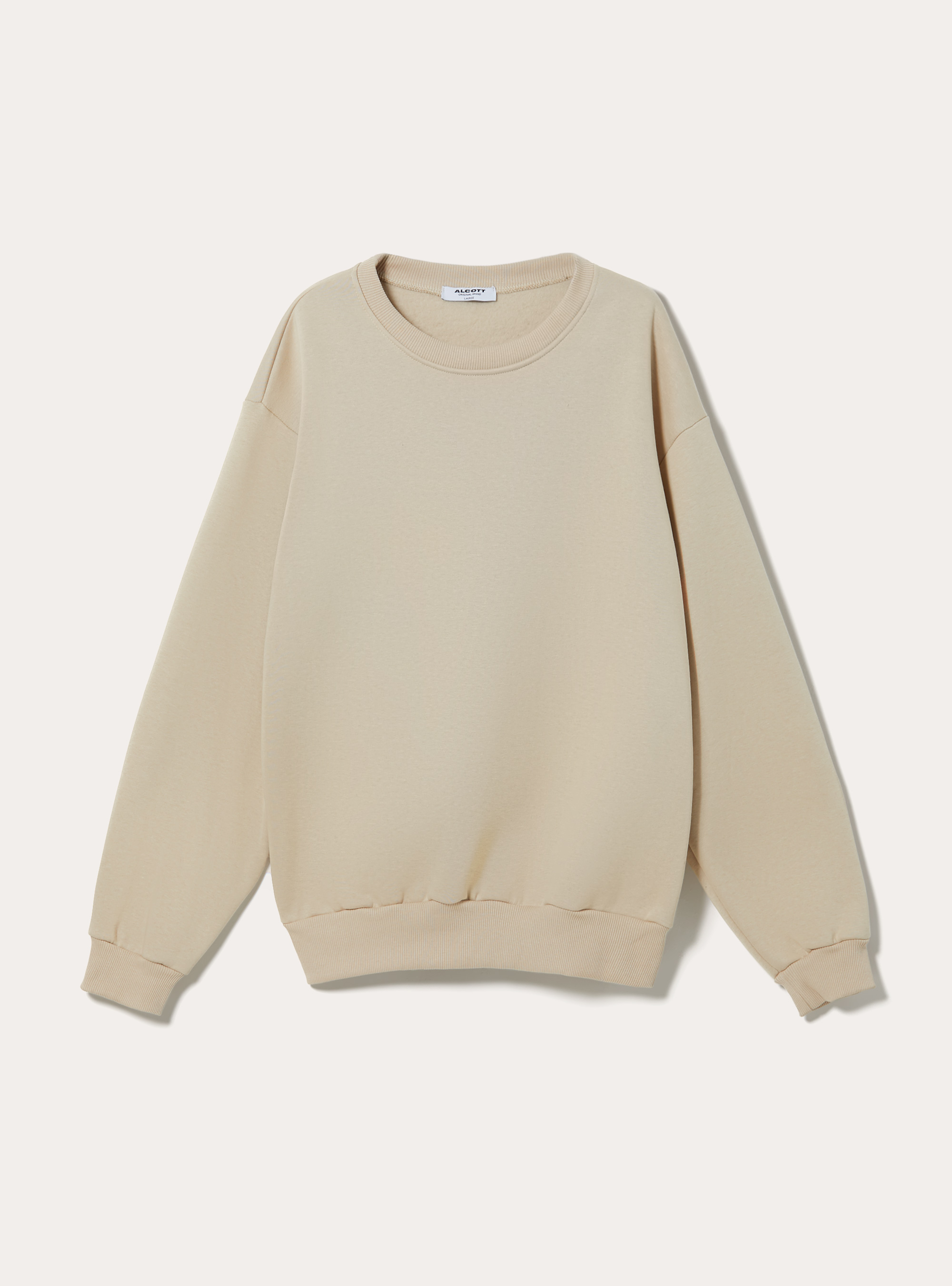Sudadera de cuello redondo y corte cuadrado, BG3 BEIGE LIGHT