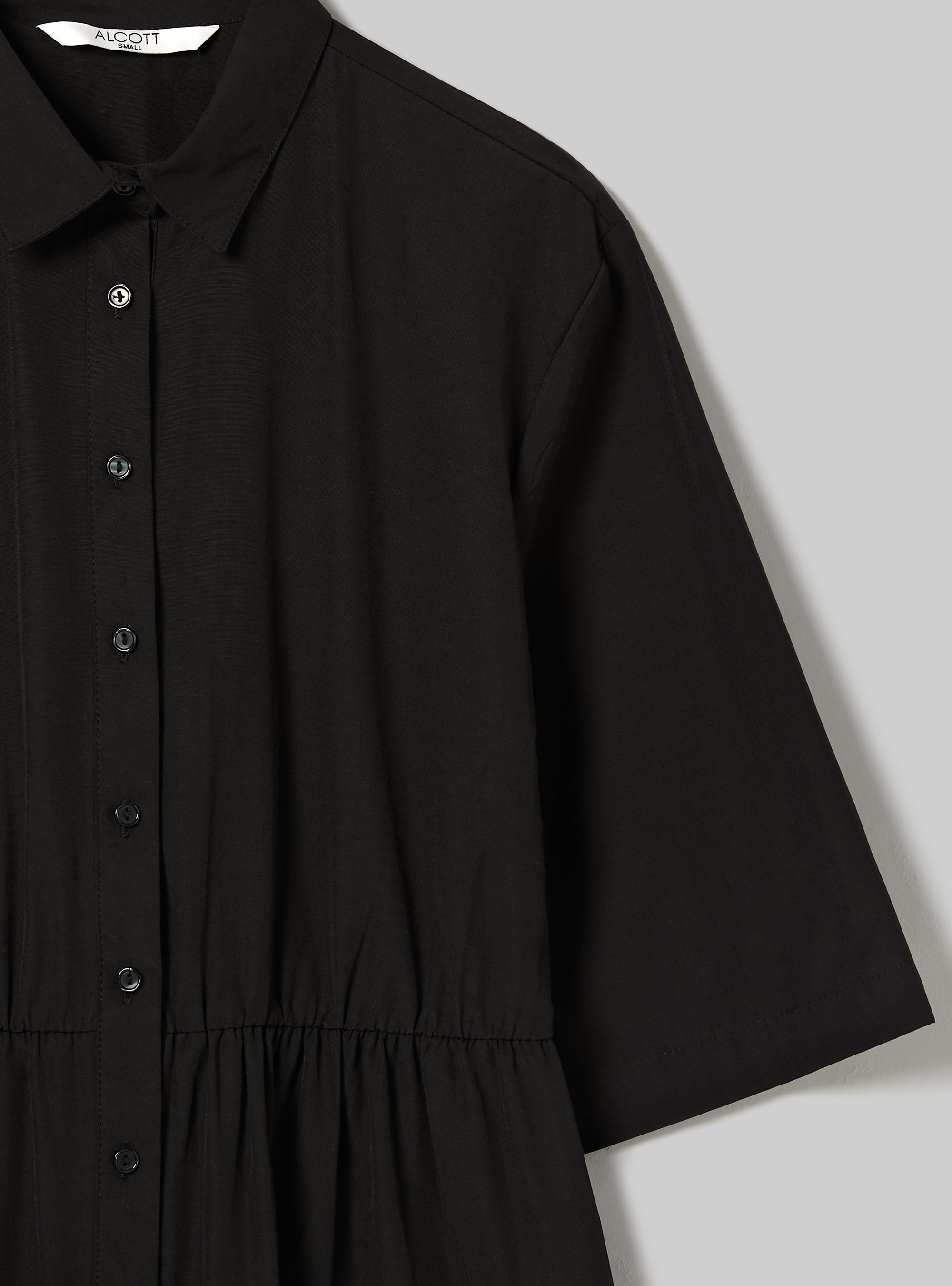 Vestito chemisier in popeline, BK1 BLACK