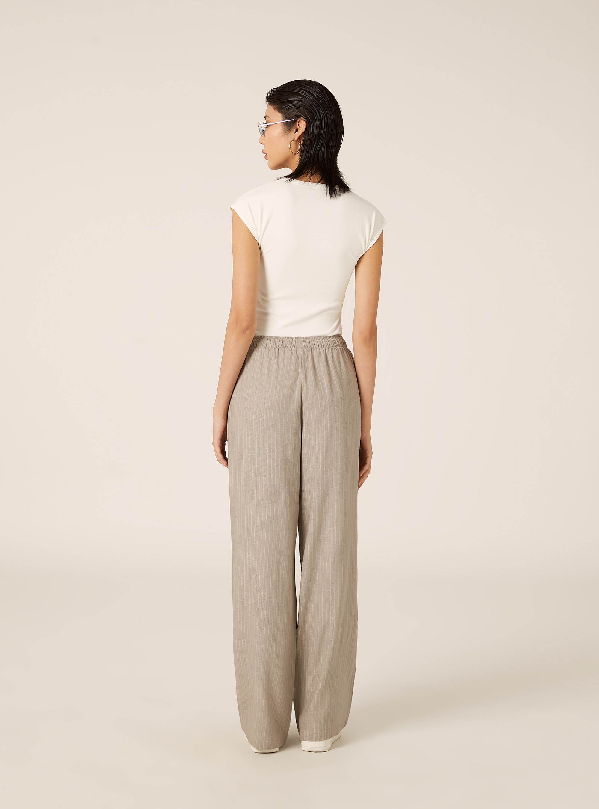 Linen-blend palazzo pants, STRIPE BEIGE/WHITE