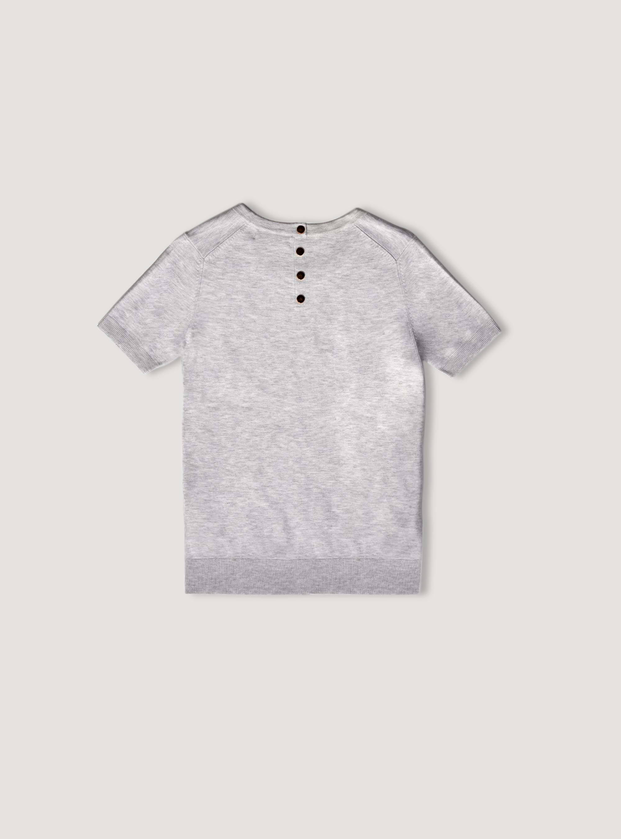 Pull stretch à manches courtes avec boutons dans le dos, C148 ICE MELANGE