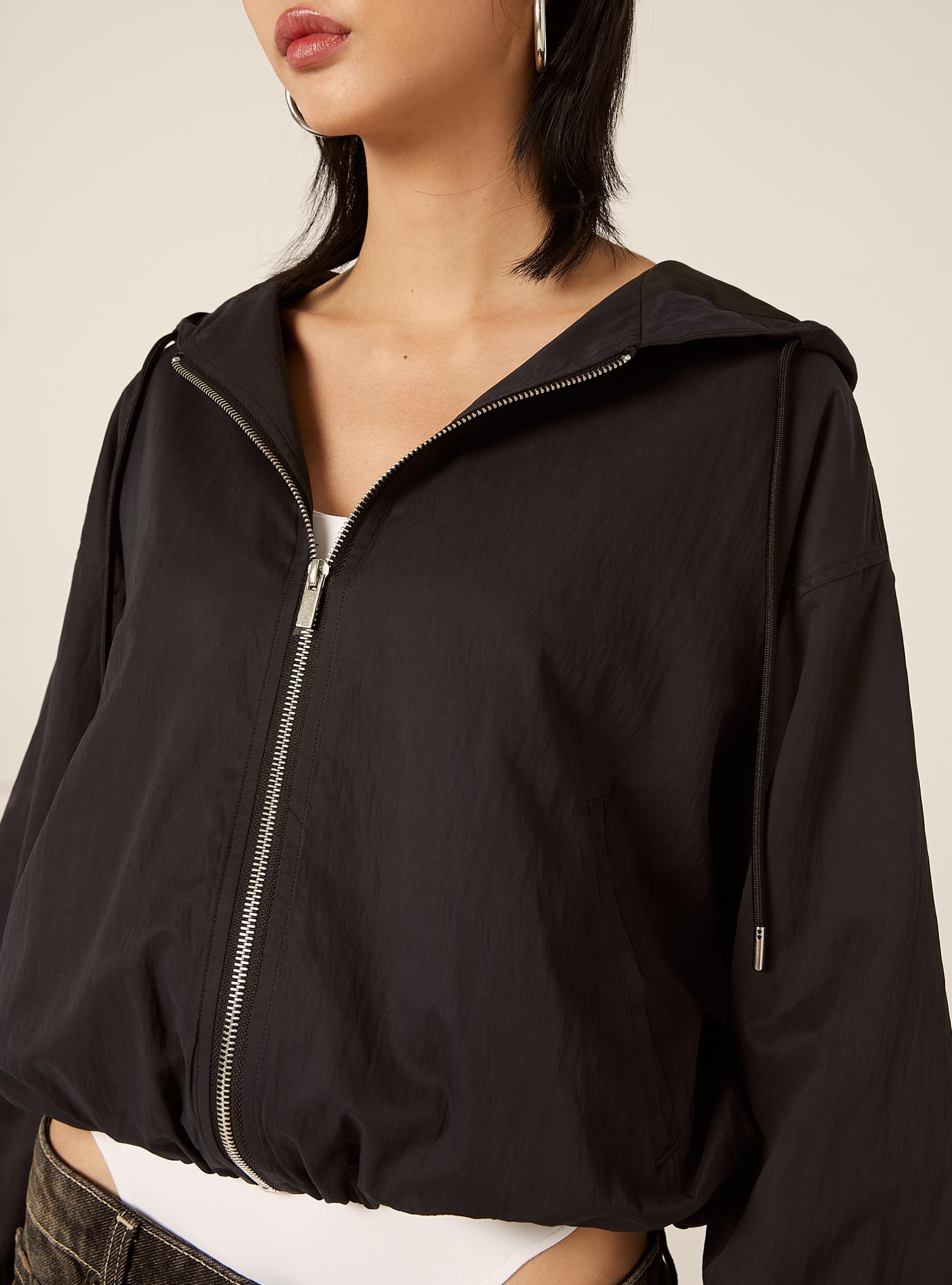 Giacca cappuccio balloon fit, BK1 BLACK