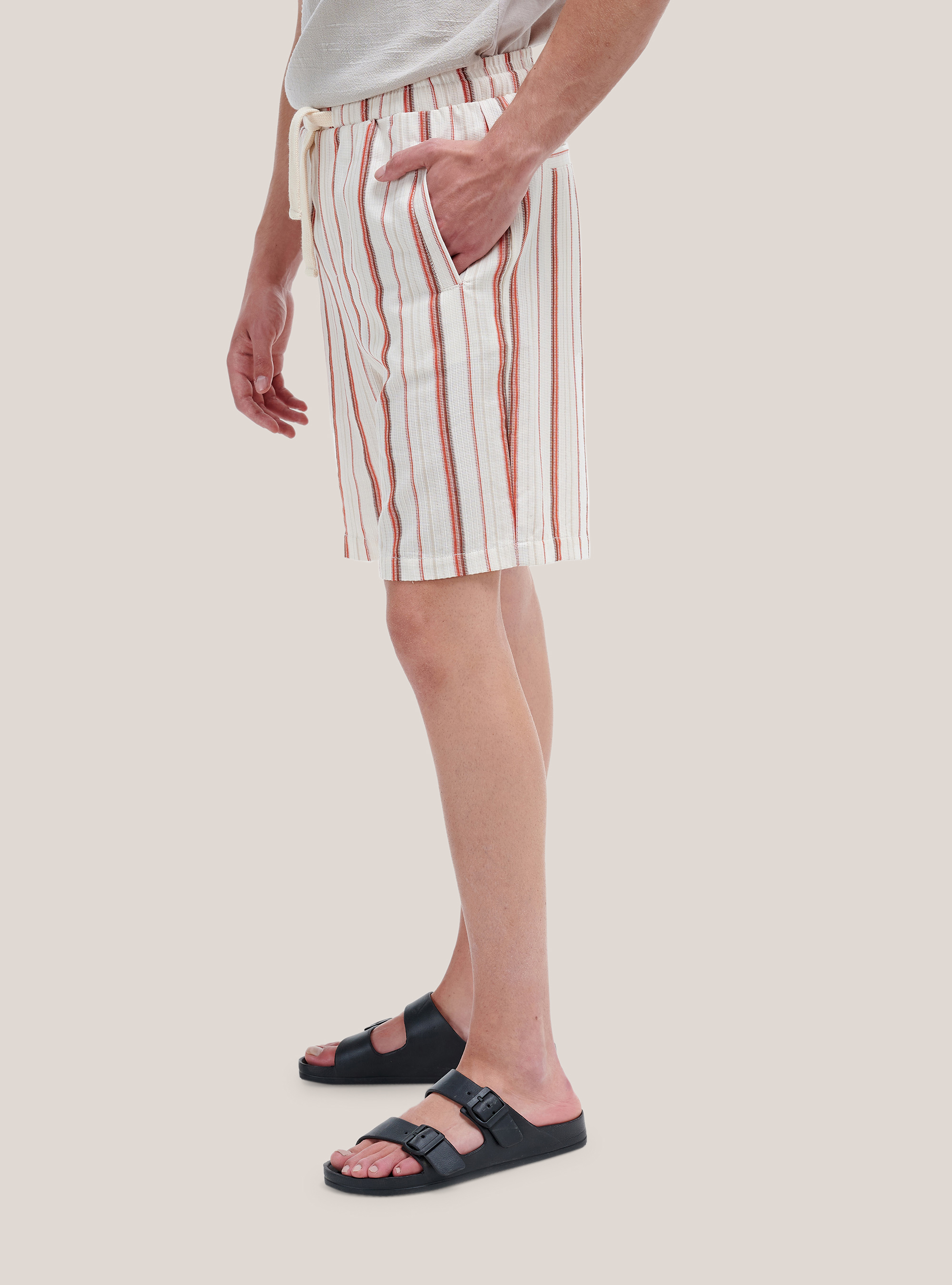 Striped bermuda short, BEIGE