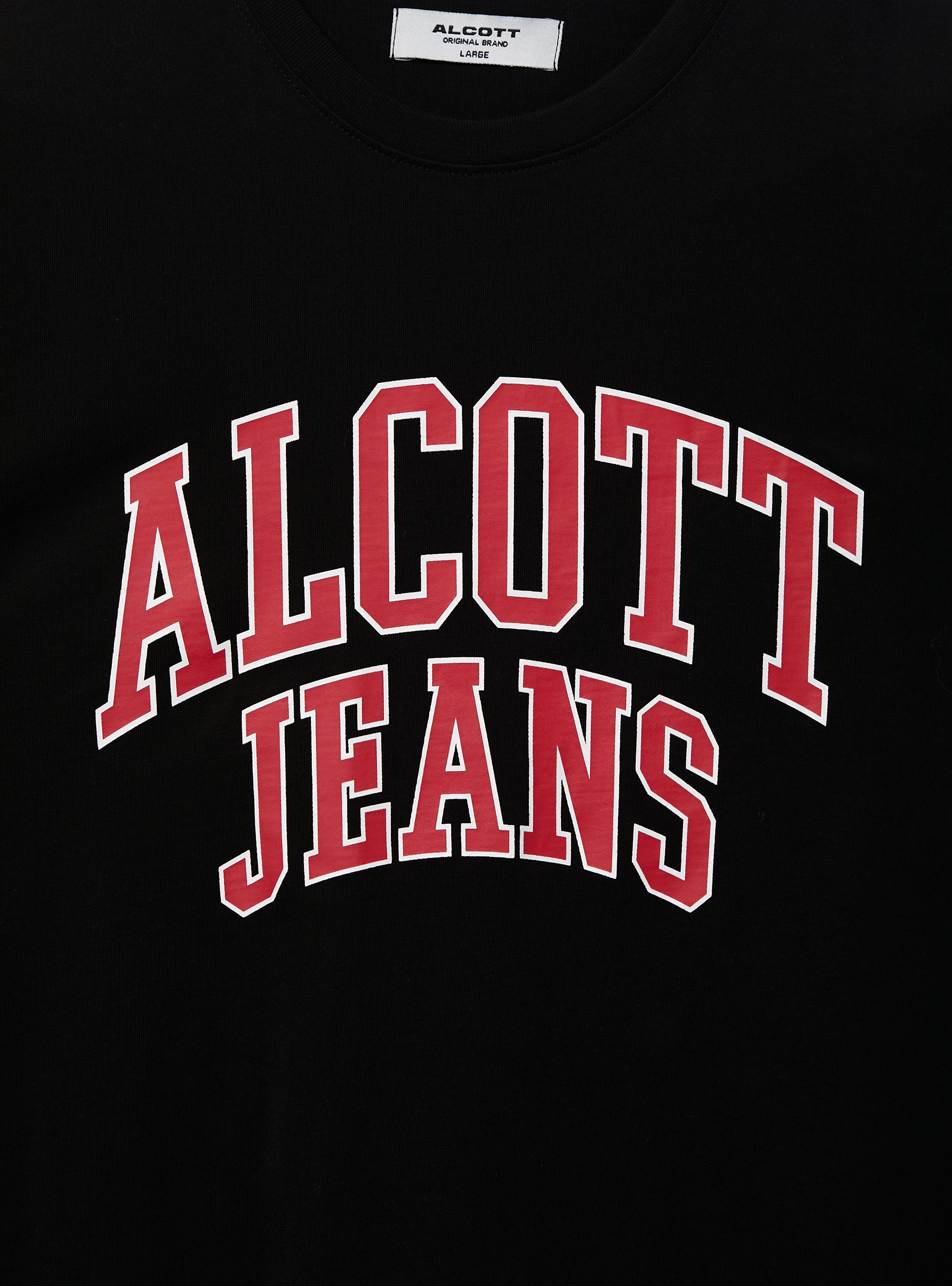 Cotton T-shirt with print, BLACK