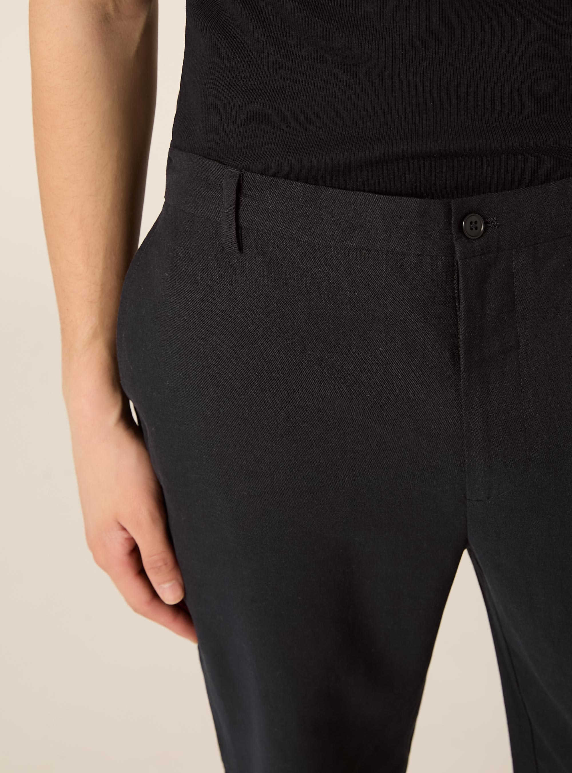 Pantaloni misto lino con coulisse interna, NA2 NAVY MEDIUM