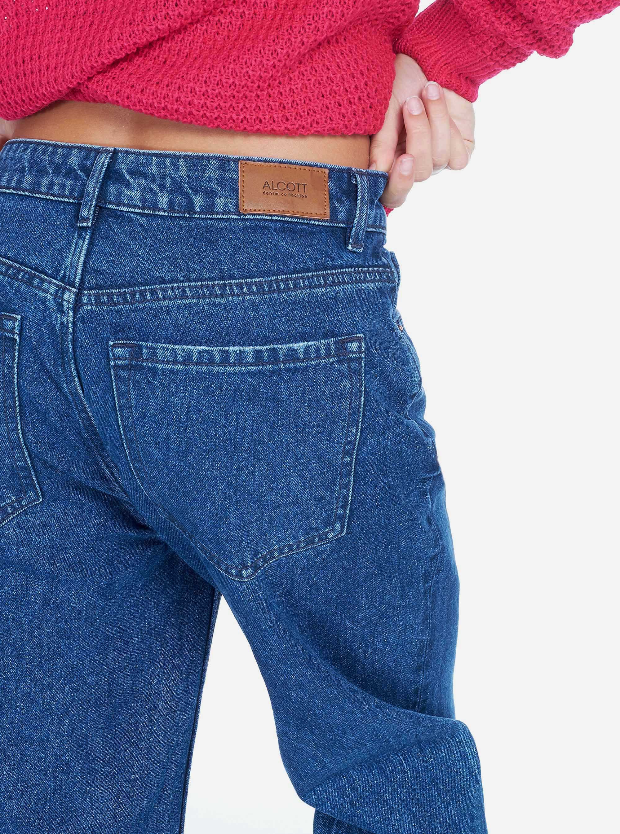 Jeans mom fit  taille haute, C218 BLUE NAVY