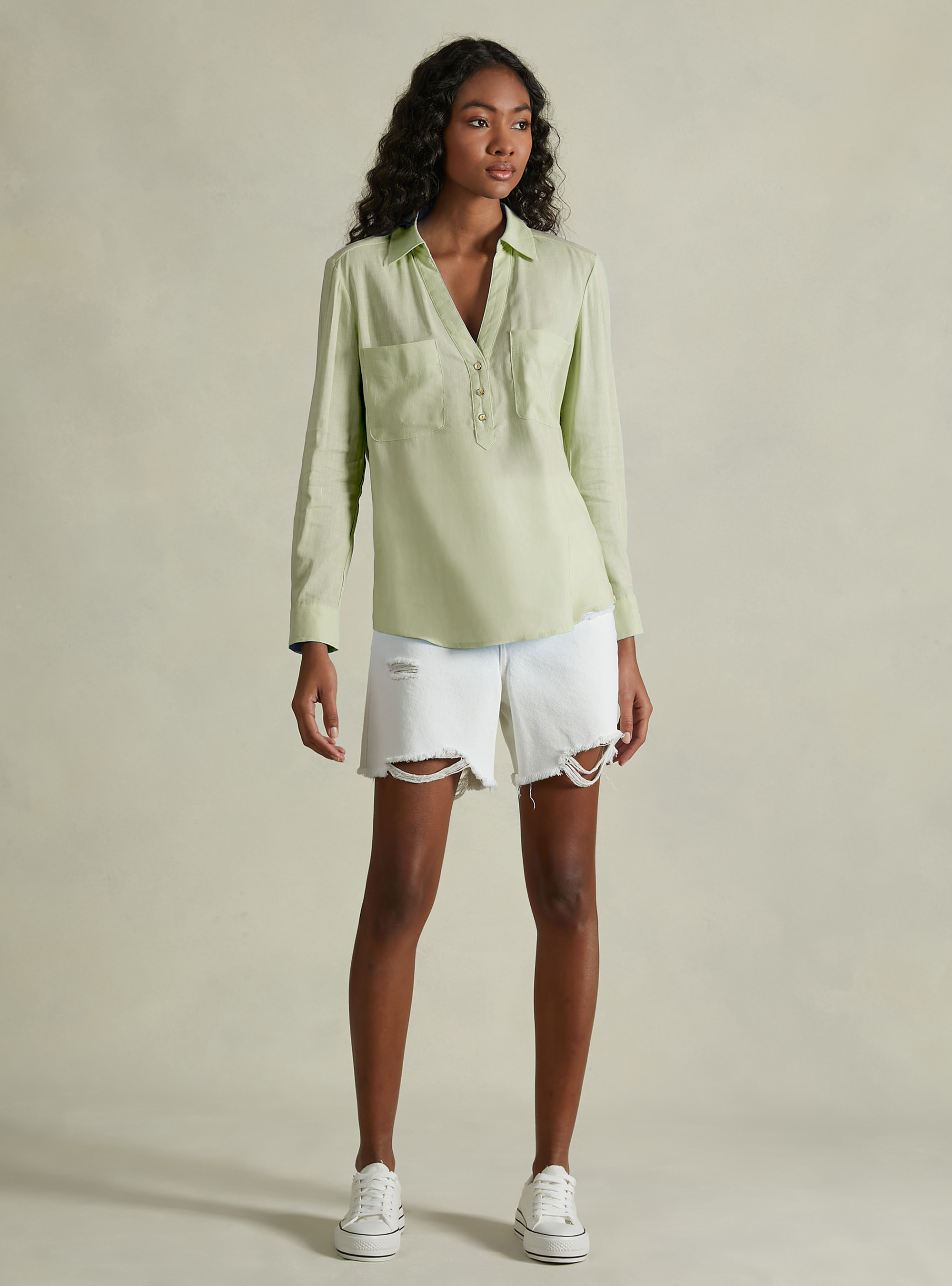 Bluse aus einer Leinenmischung, KY3 KAKY LIGHT