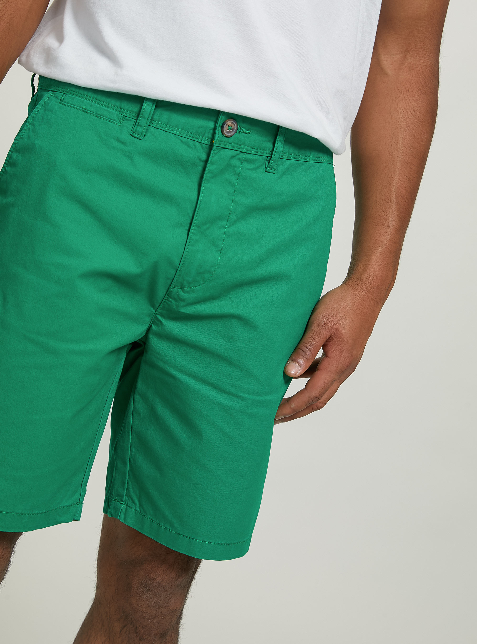Plain twill Bermuda shorts, C607 GREEN