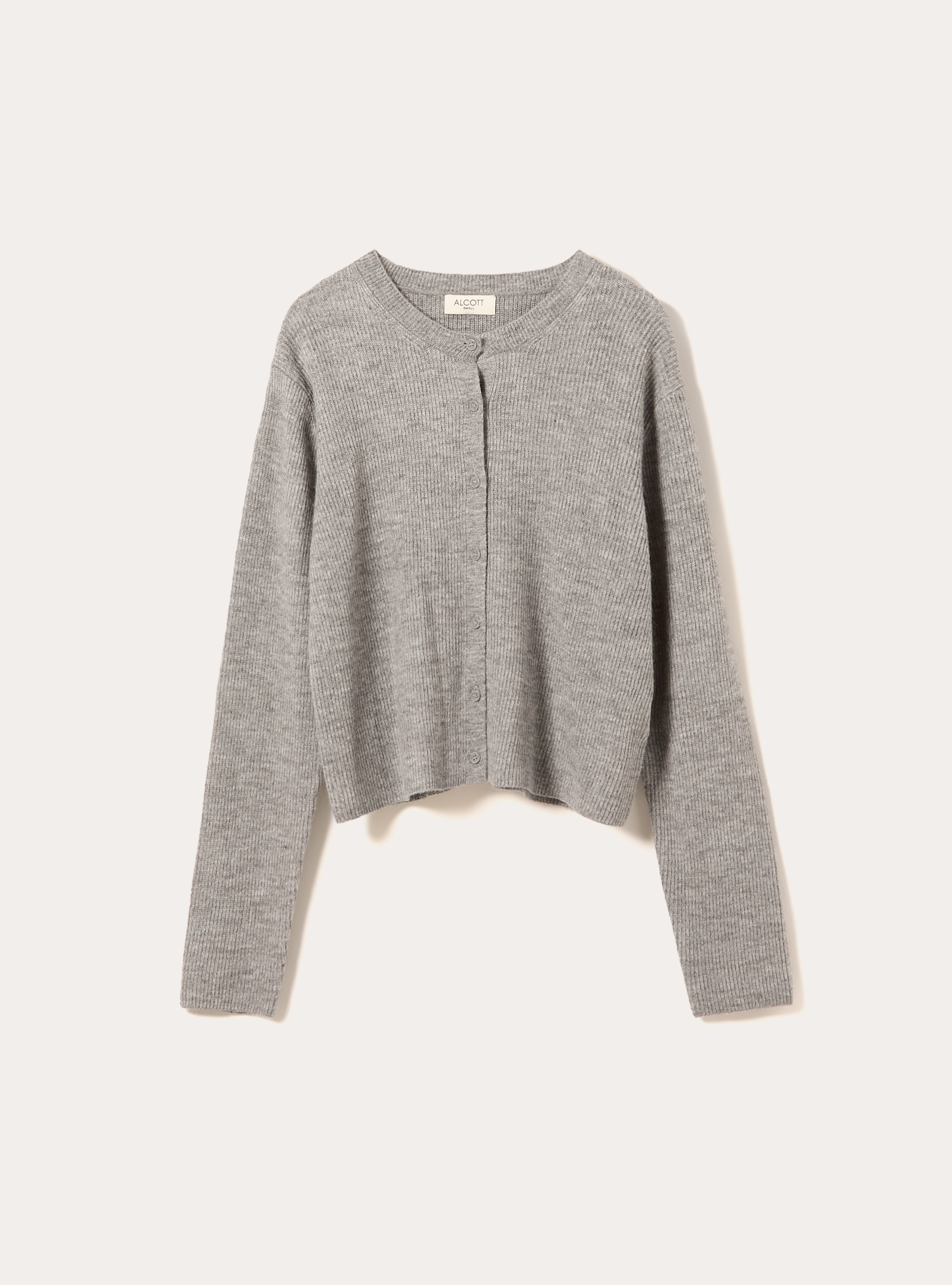 Strickjacke mit Rippmuster und Knöpfen, MGY2 GREY MEL MEDIUM