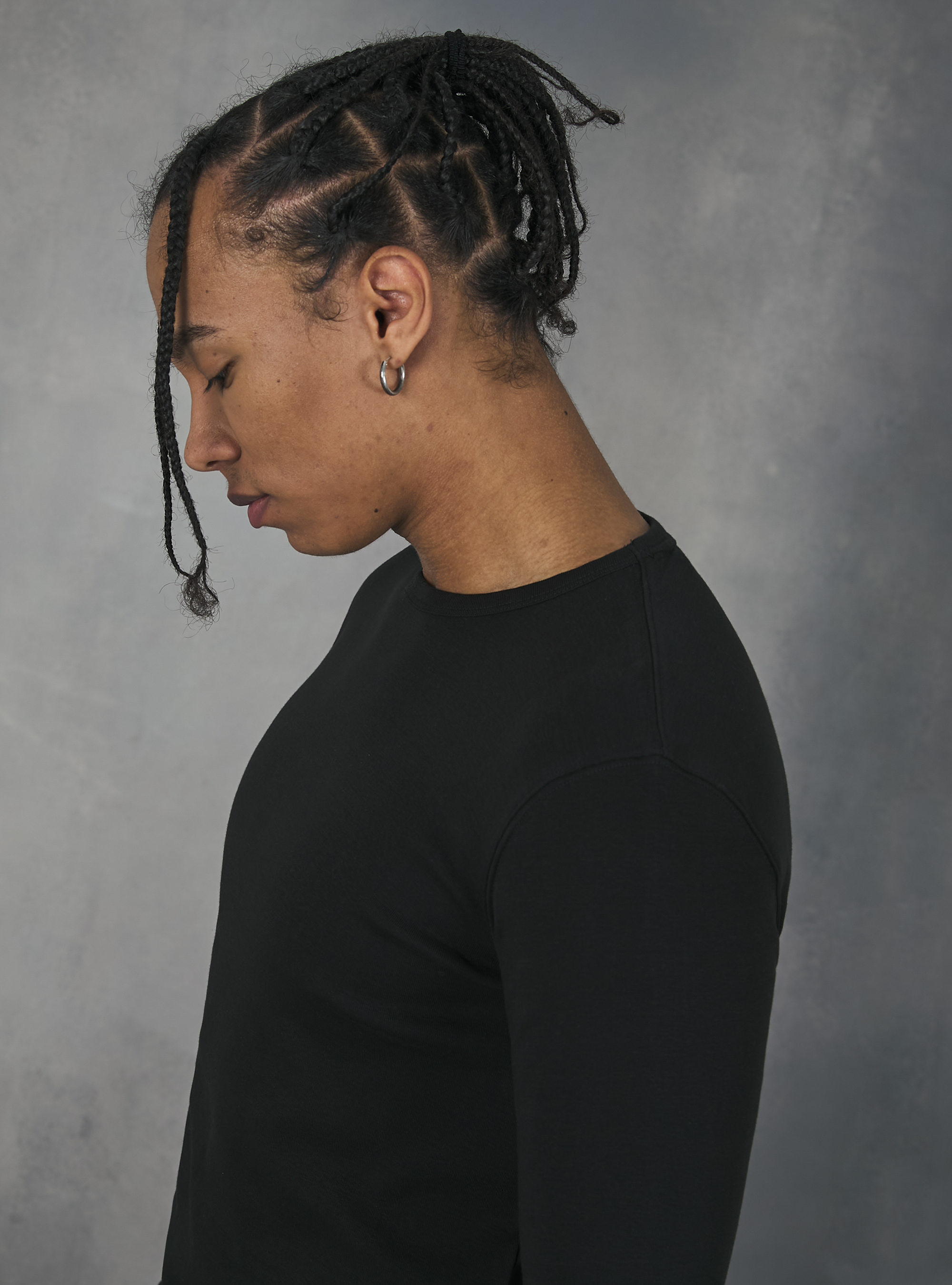 Long-sleeved cotton T-shirt, BK1 BLACK