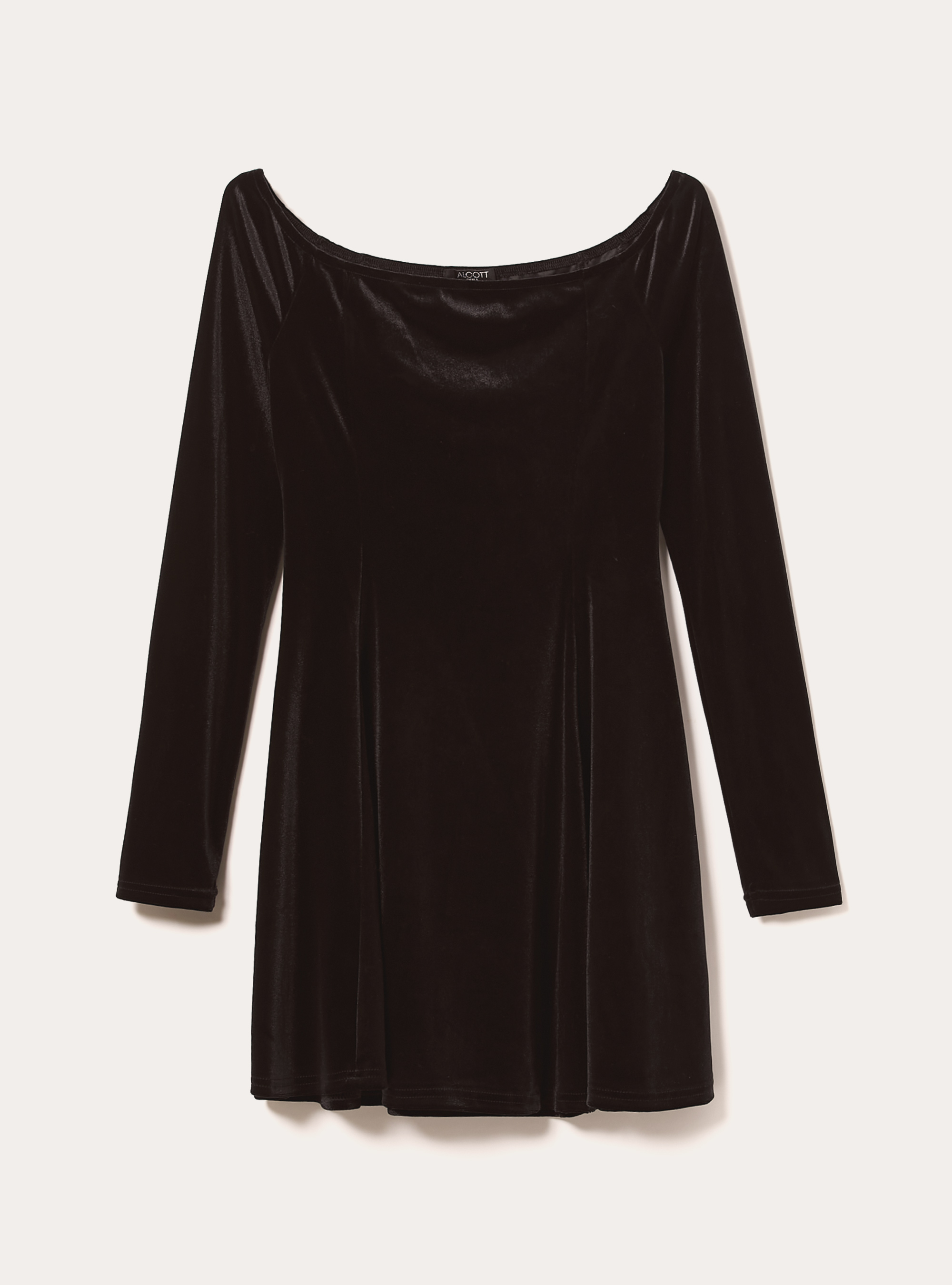 Abito in velluto svasato con spalle scoperte, BK1 BLACK