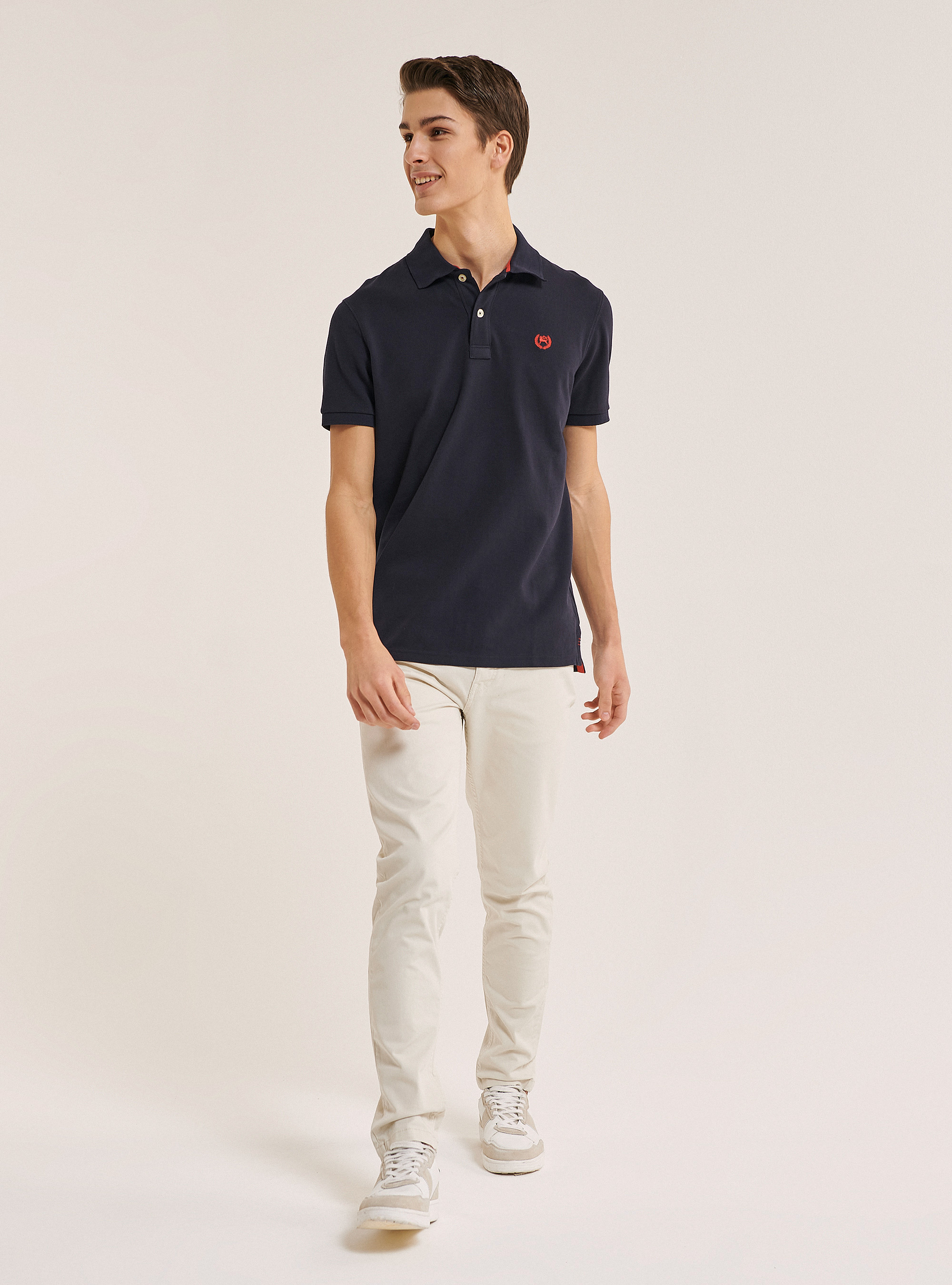 Polo in cotone piquet, BLU MARINO