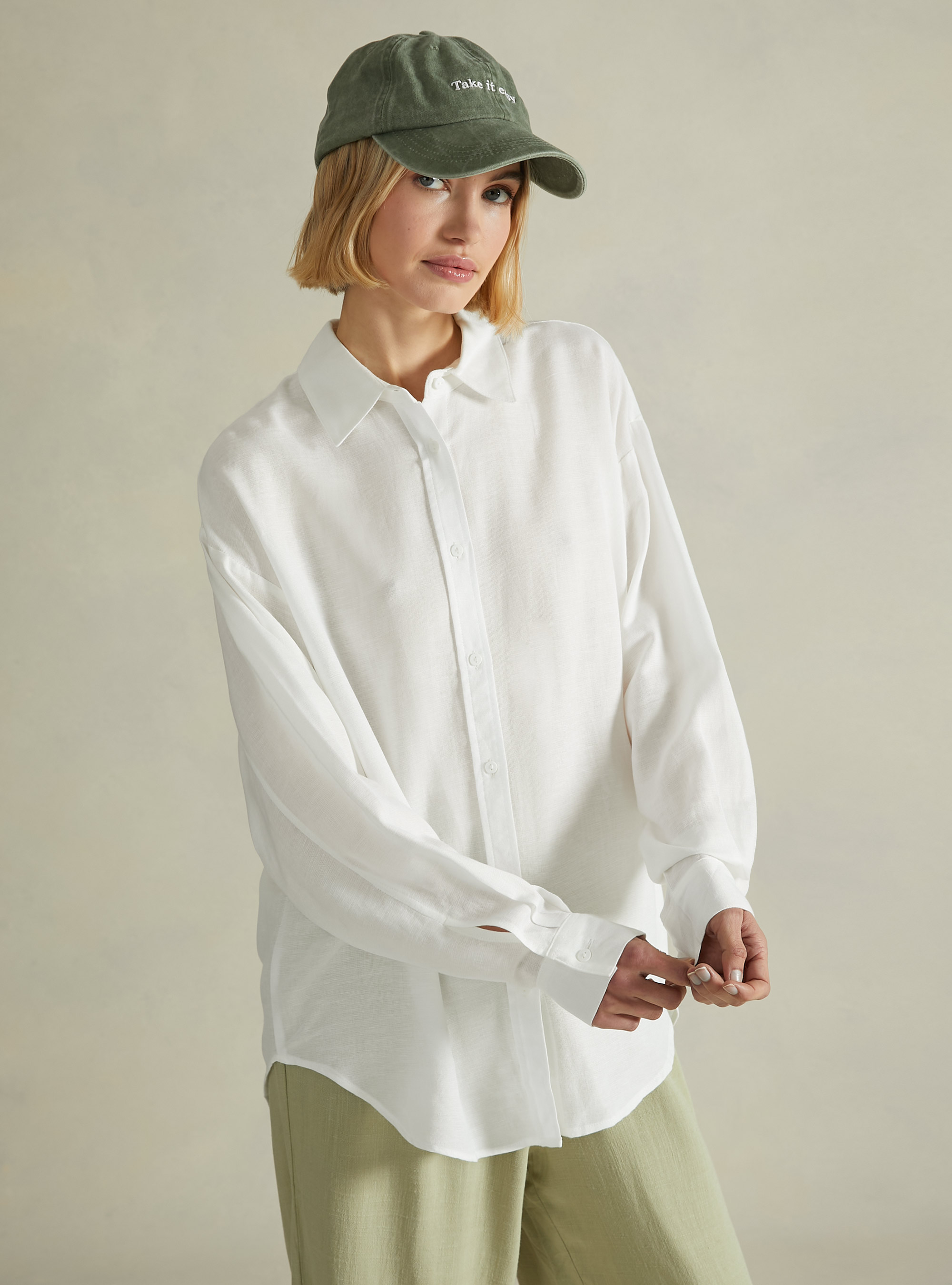 Comfort fit linen shirt, WH2 WHITE
