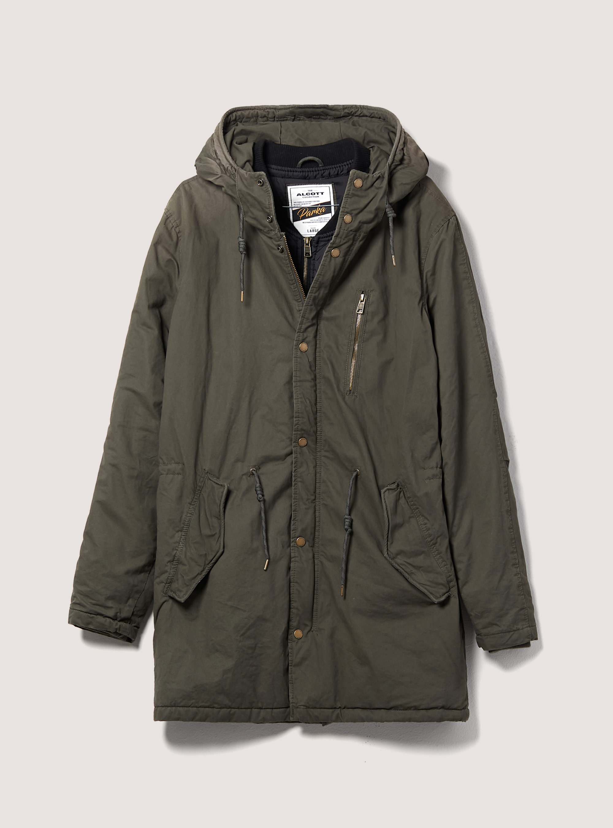Parka with mock fur, KAKI